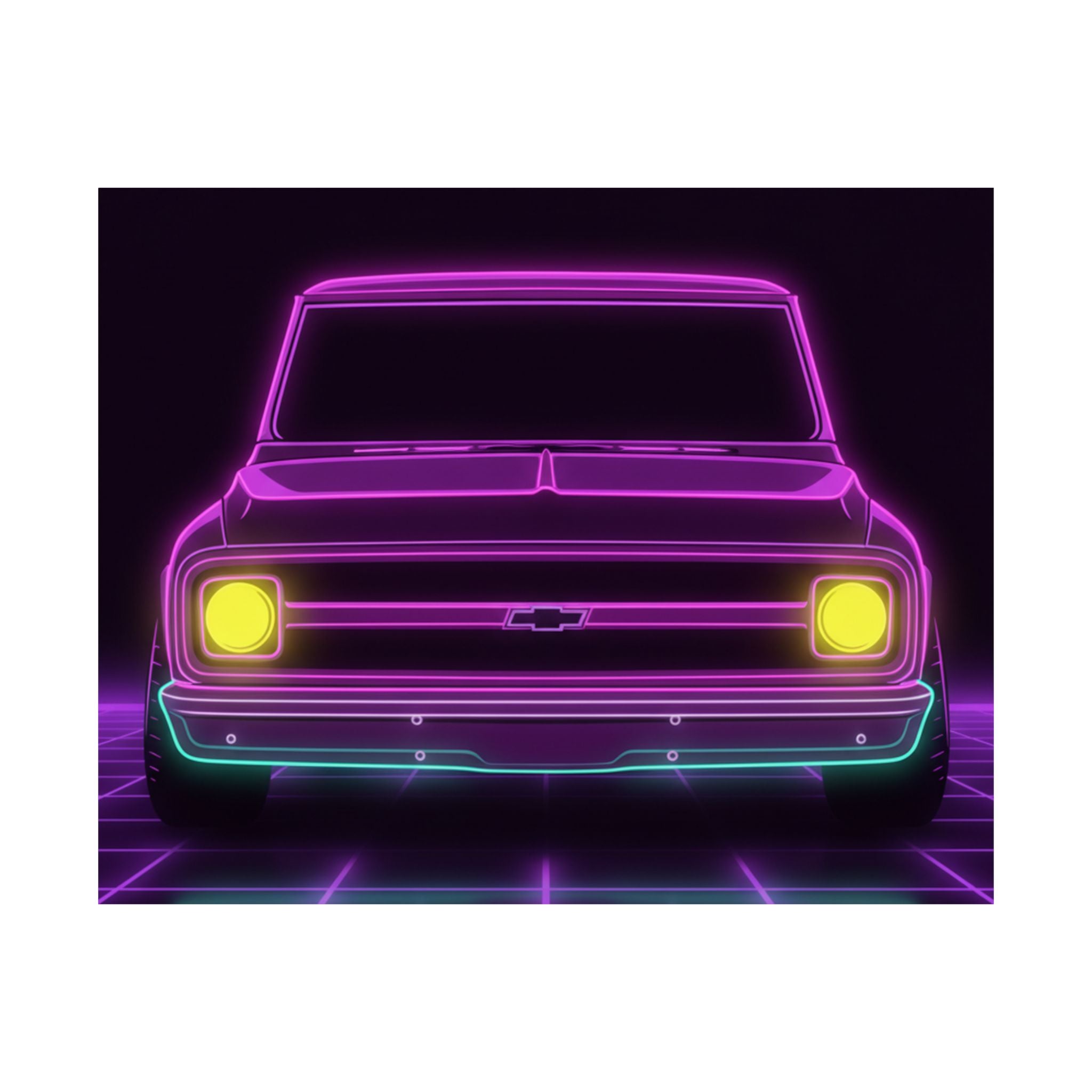 Chevy C10 Pickup (1967-72) Pro-Touring Neon Synthwave Poster
