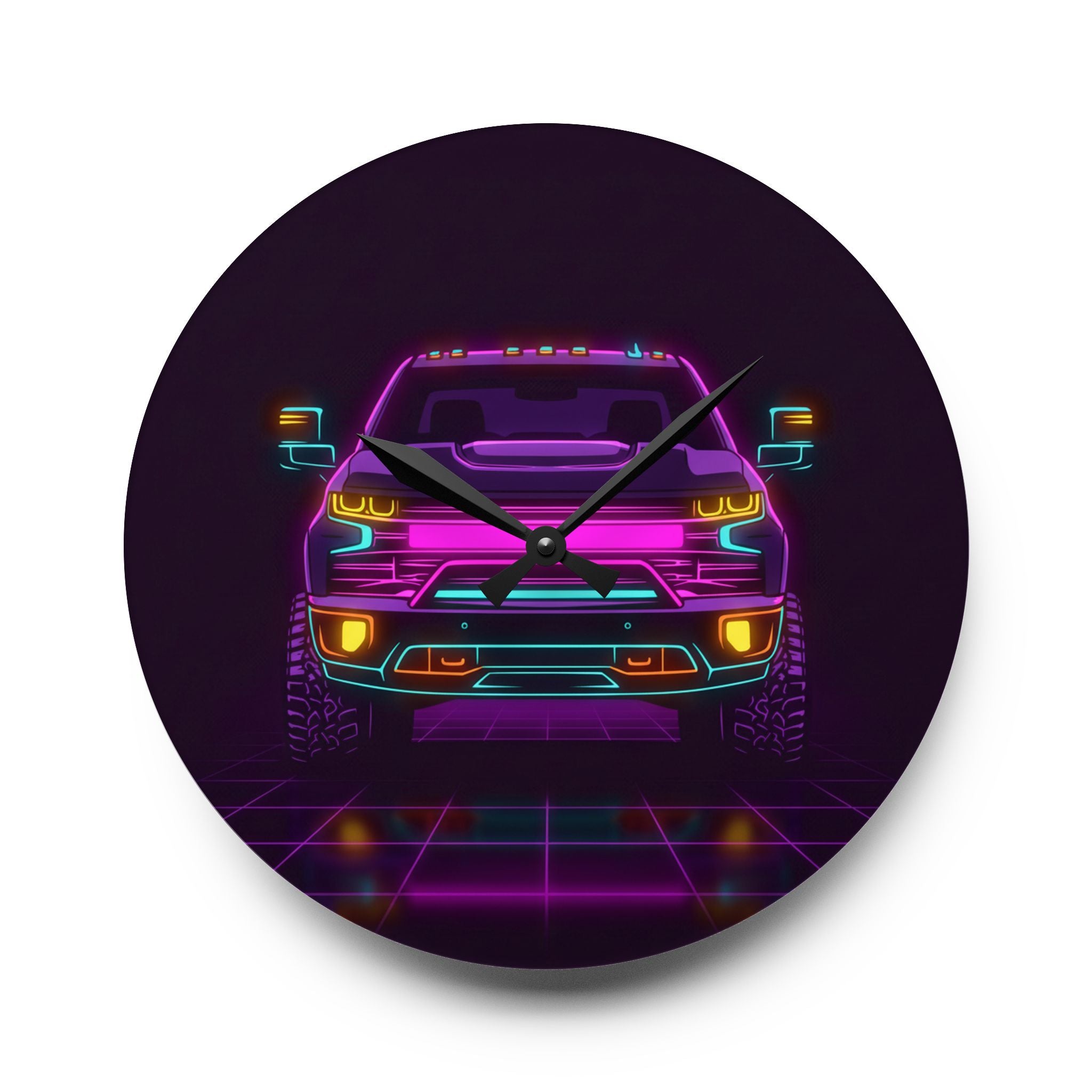 Chevy Silverado Trail Boss (2019+) Neon Synthwave Wall Clock