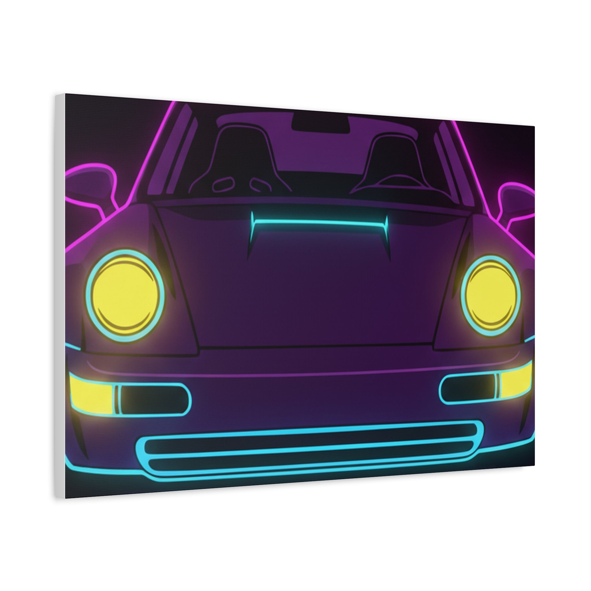 Porsche 964 Singer Neon Synthwave Canvas Wall Art