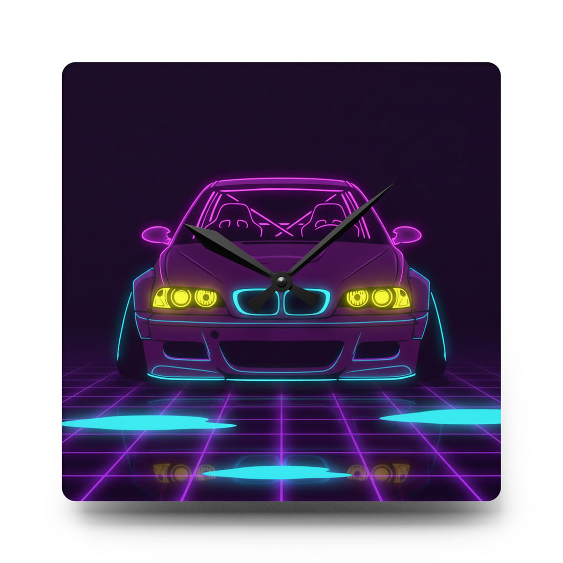 BMW E46 M3 (2000-06) Neon Synthwave Wall Clock