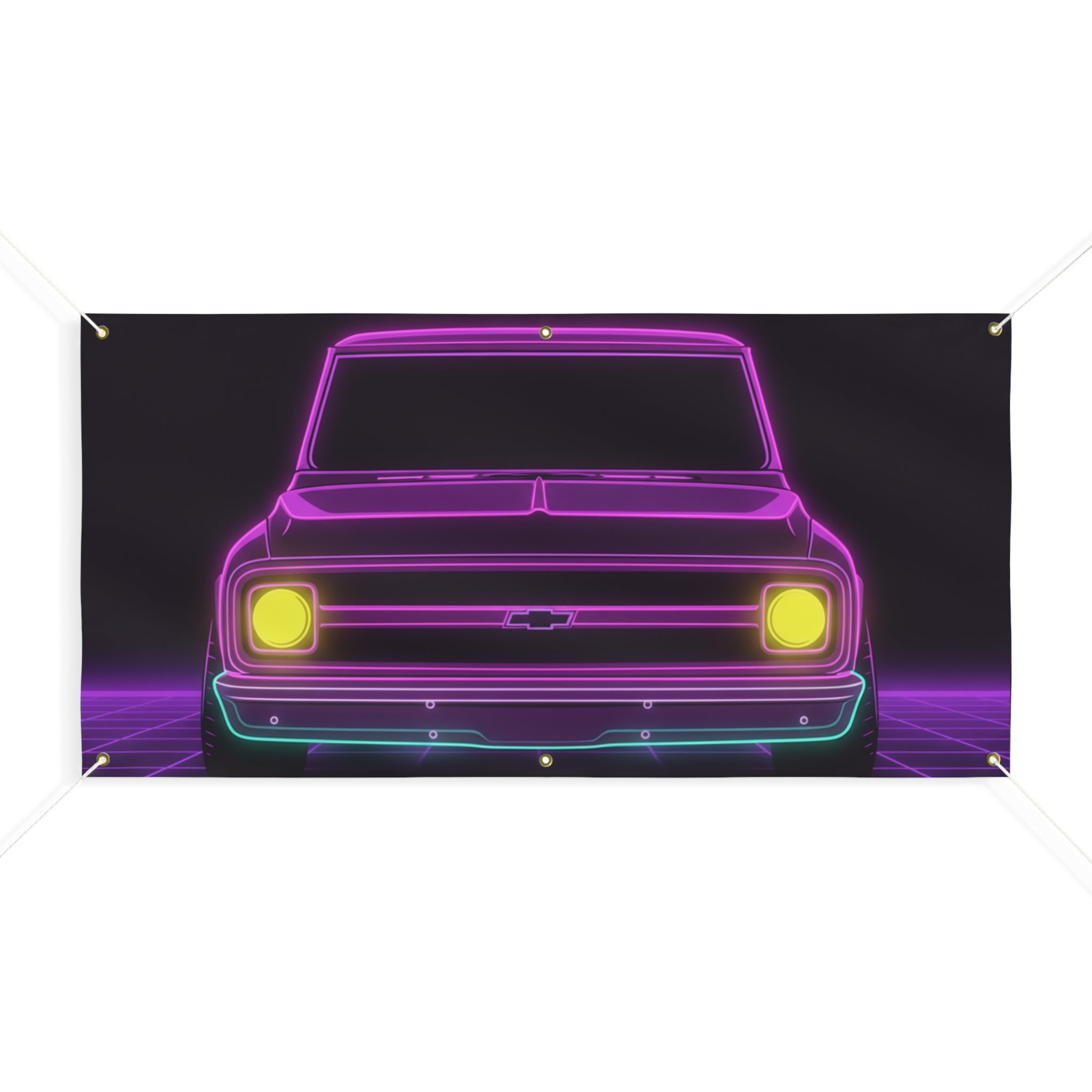 Chevy C10 Pickup (1967-72) Pro-Touring Neon Synthwave Banner