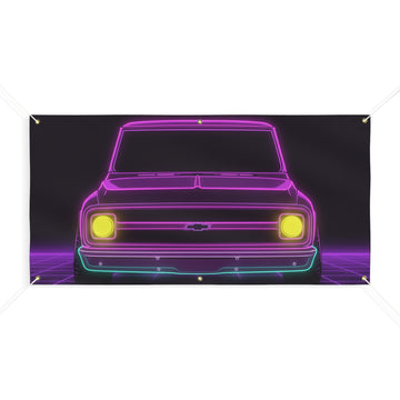 Chevy C10 Pickup (1967-72) Pro-Touring Neon Synthwave Banner