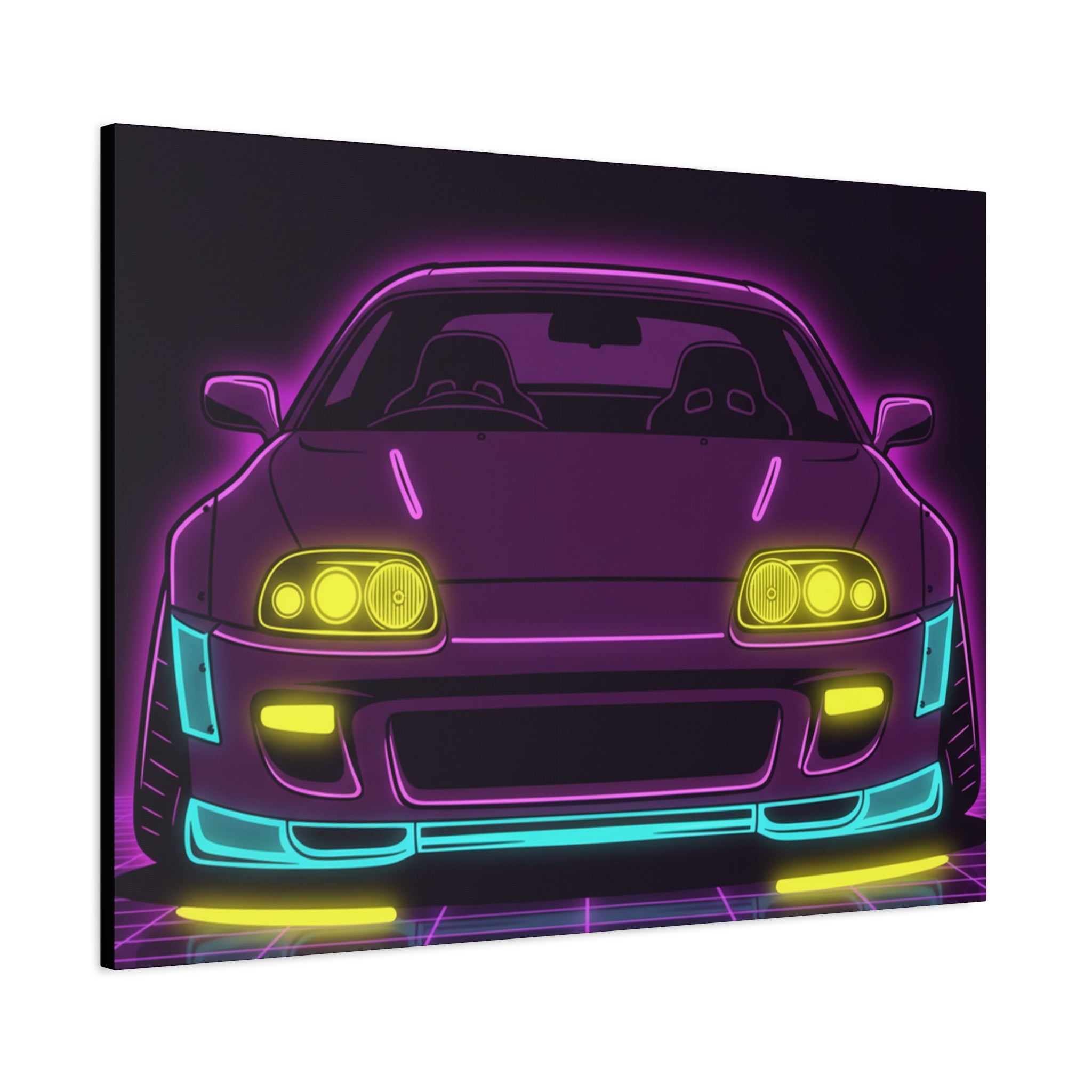 Toyota Supra MK4 Neon Synthwave Canvas Wall Art