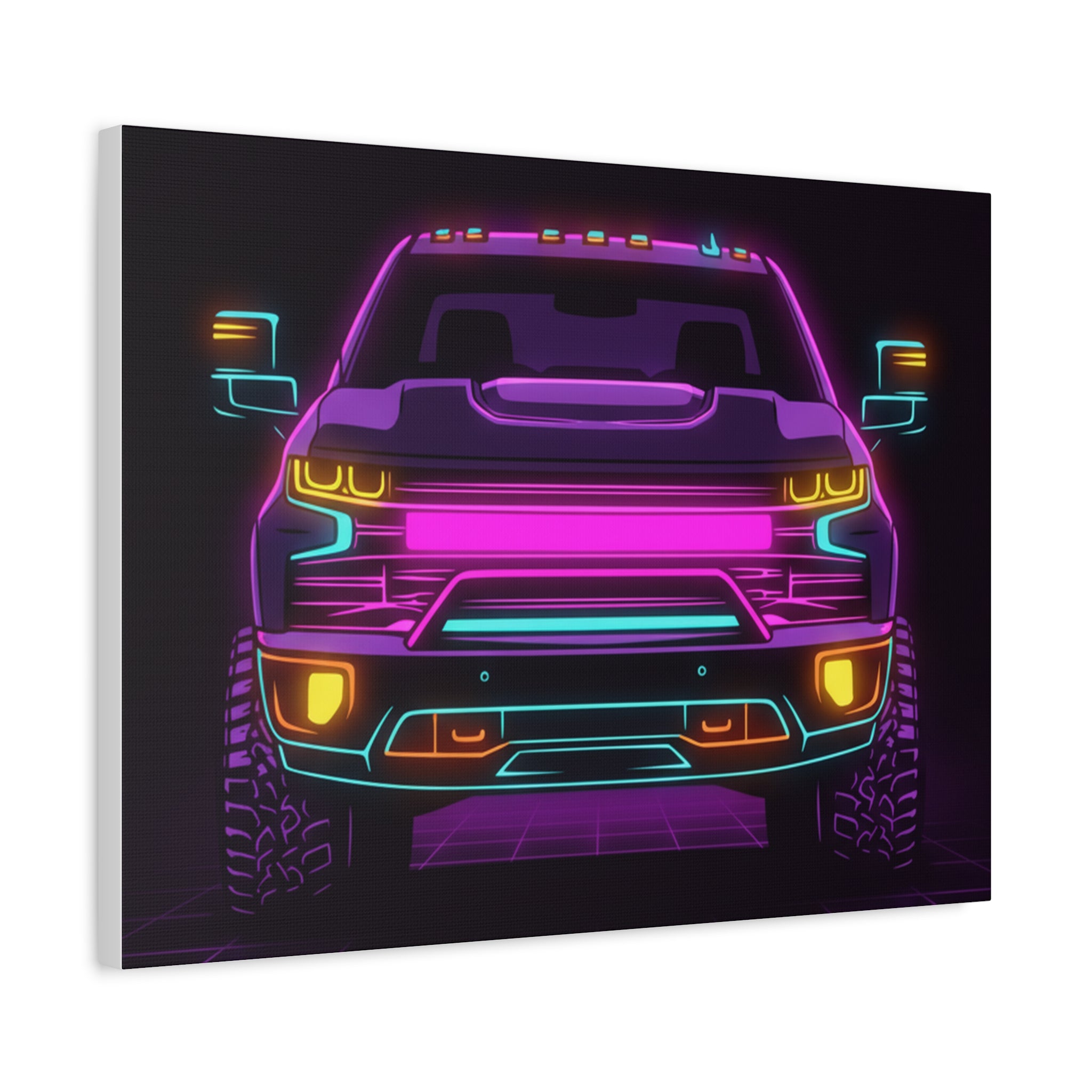 Chevy Silverado Trail Boss (2019+) Neon Synthwave Canvas Wall Art