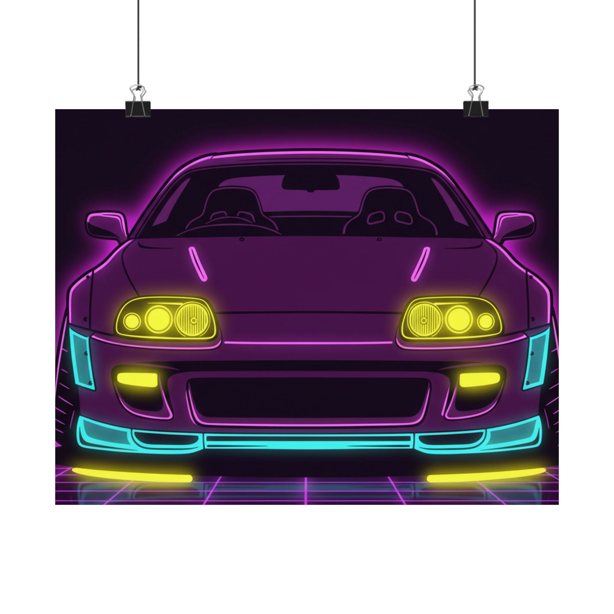 Toyota Supra MK4 Neon Synthwave Poster