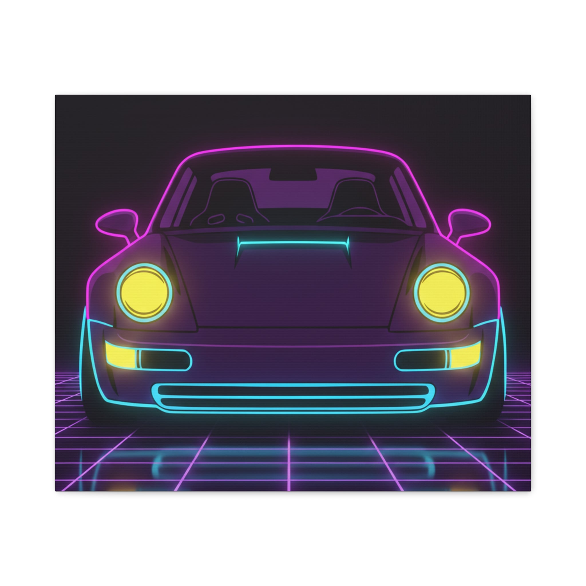 Porsche 964 Singer Neon Synthwave Canvas Wall Art