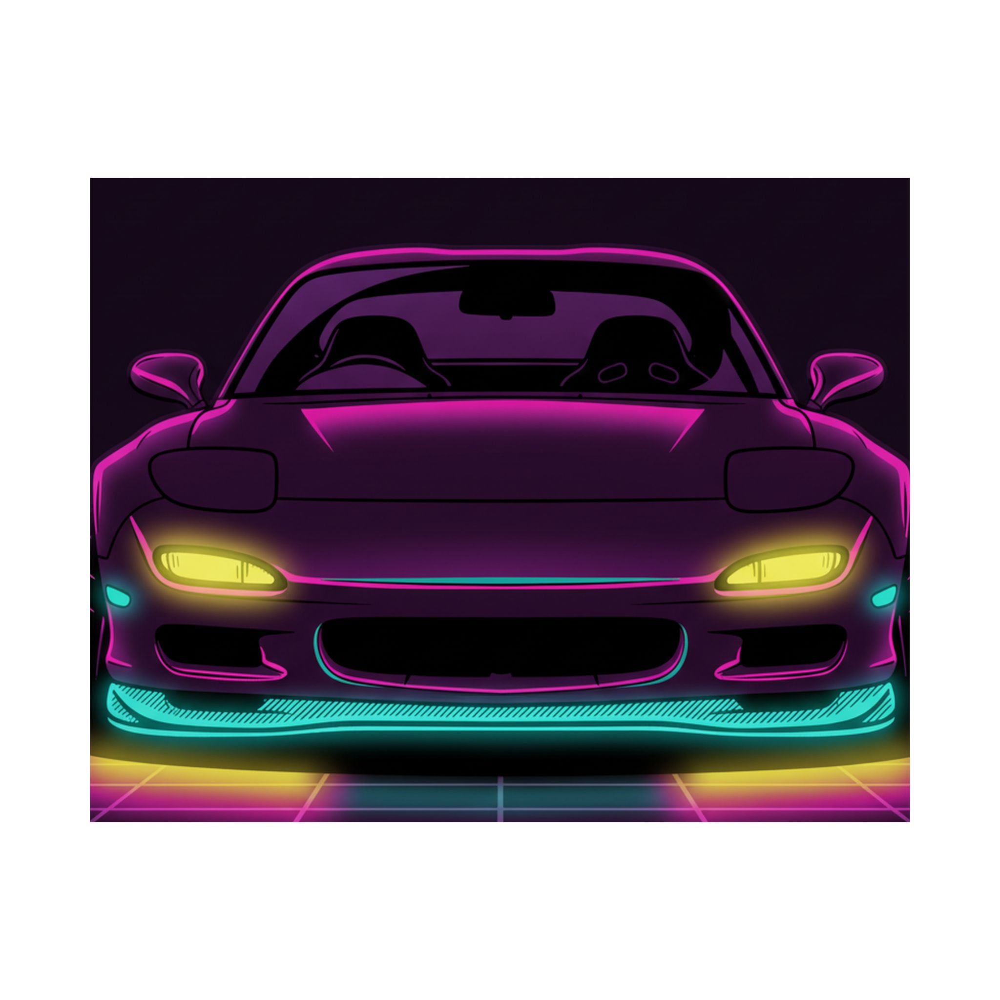 Mazda RX-7 FD Neon Synthwave Poster