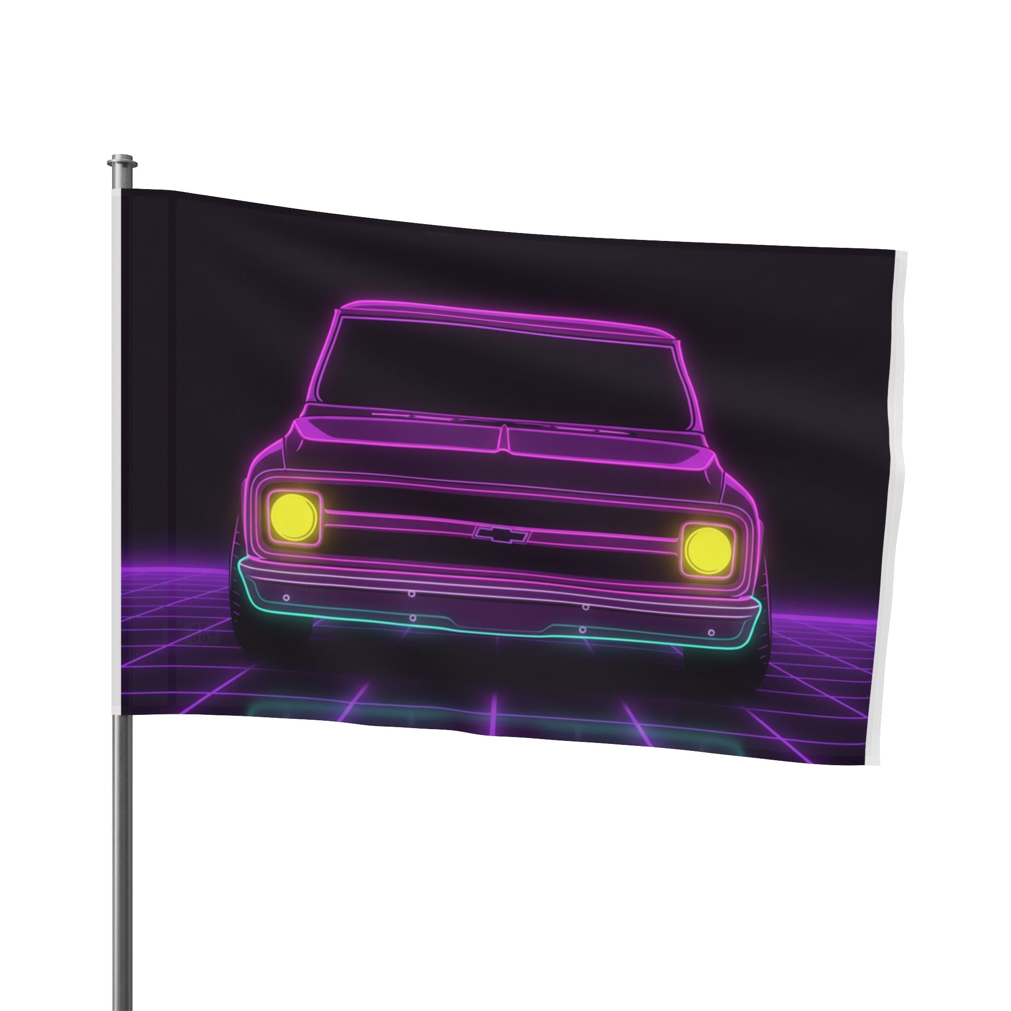 Chevy C10 Pickup (1967-72) Pro-Touring Neon Synthwave Garage Flag