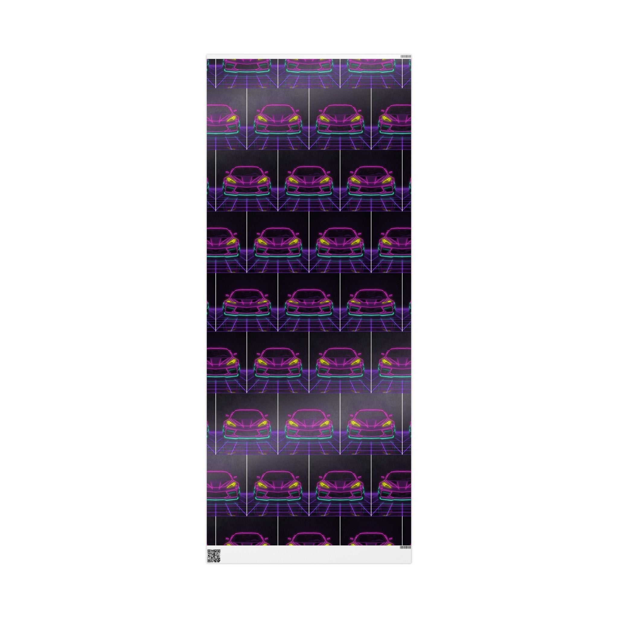 Corvette C8 (2020+) Neon Synthwave Gift Wrapping Paper