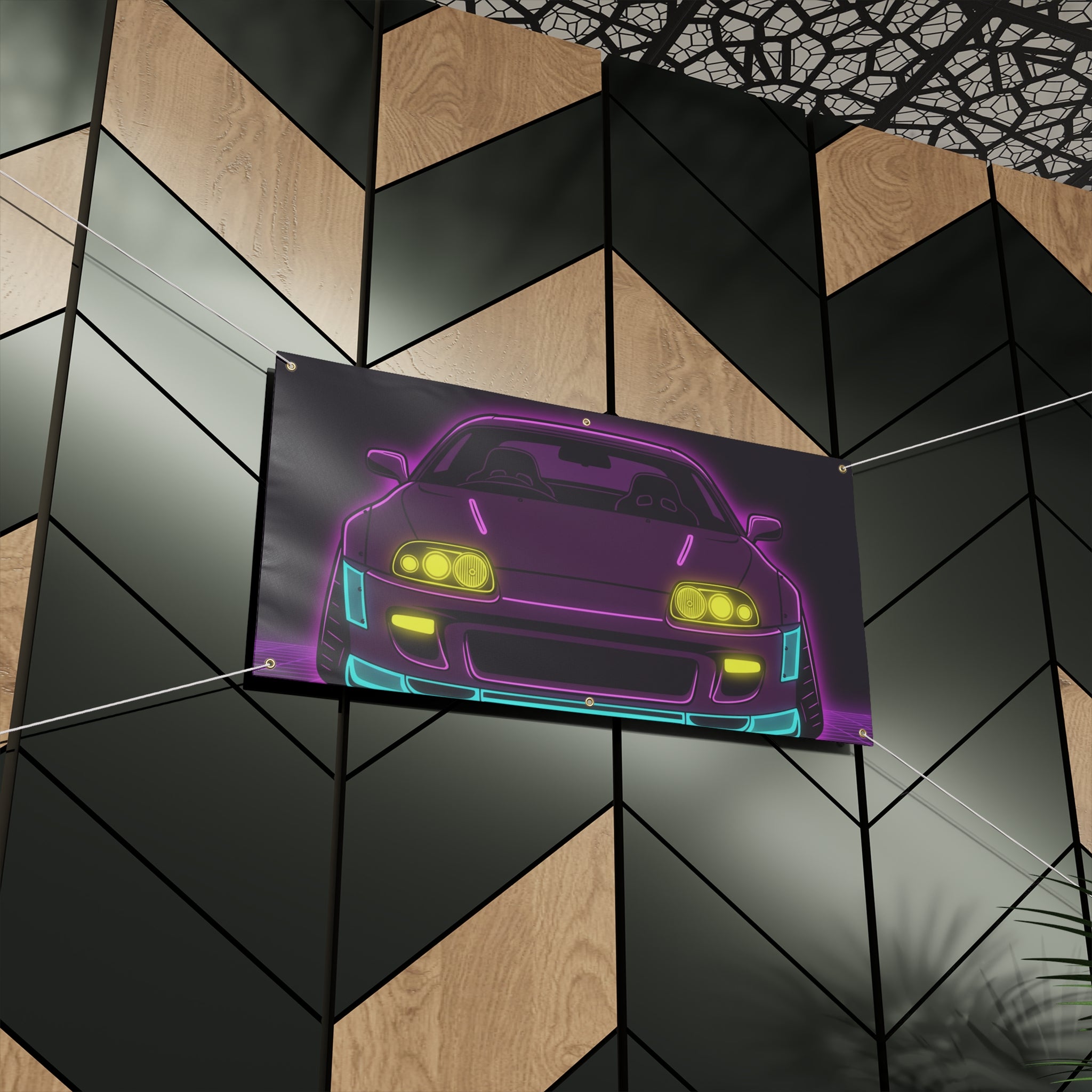 Toyota Supra MK4 Neon Synthwave Banner