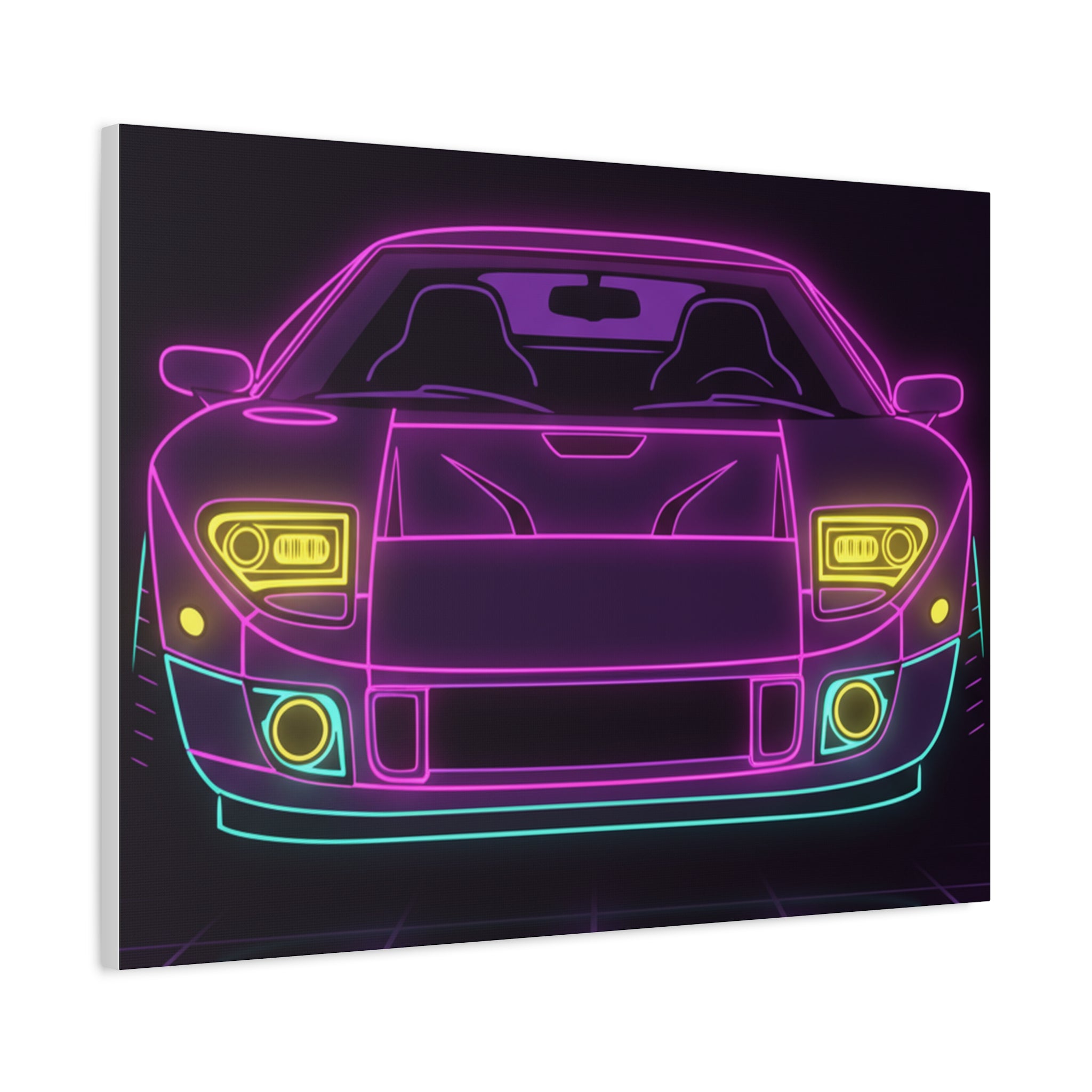 Ford GT40 (1964-69) Neon Synthwave Canvas Wall Art