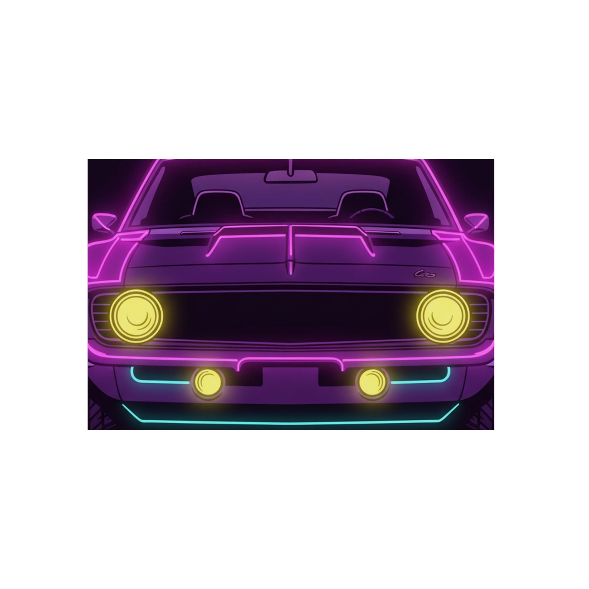 1969 Chevrolet Camaro SS Neon Synthwave Metal Wall Sign