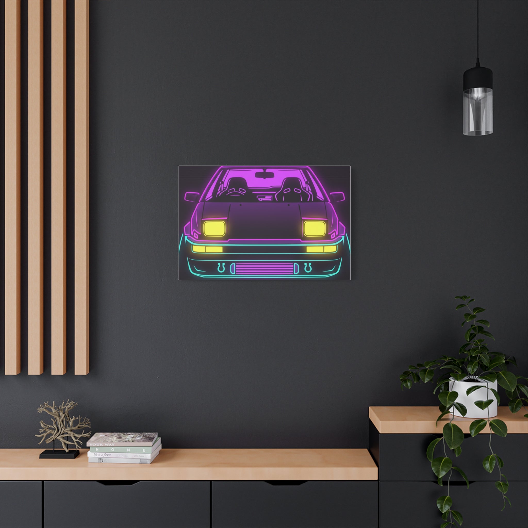 Toyota AE86 (1983-87) Neon Synthwave Canvas Wall Art