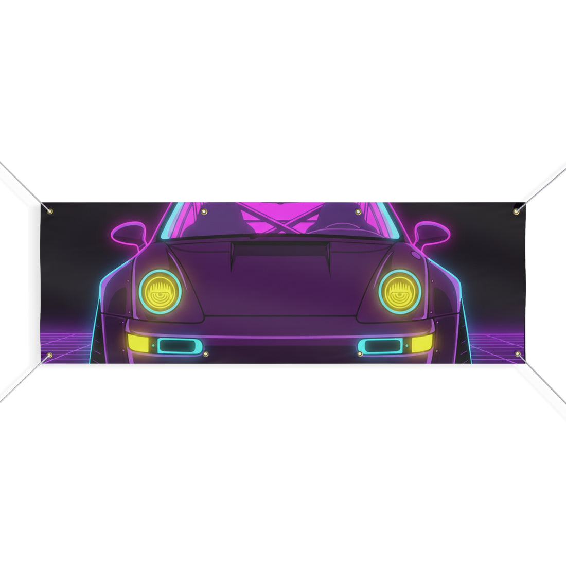 Porsche 964 Turbo Neon Synthwave Banner