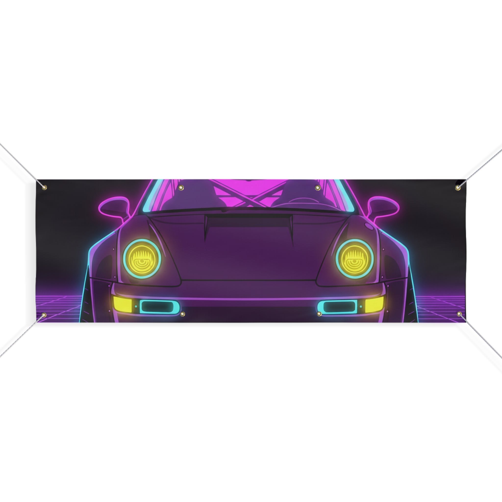 Porsche 964 Turbo Neon Synthwave Banner