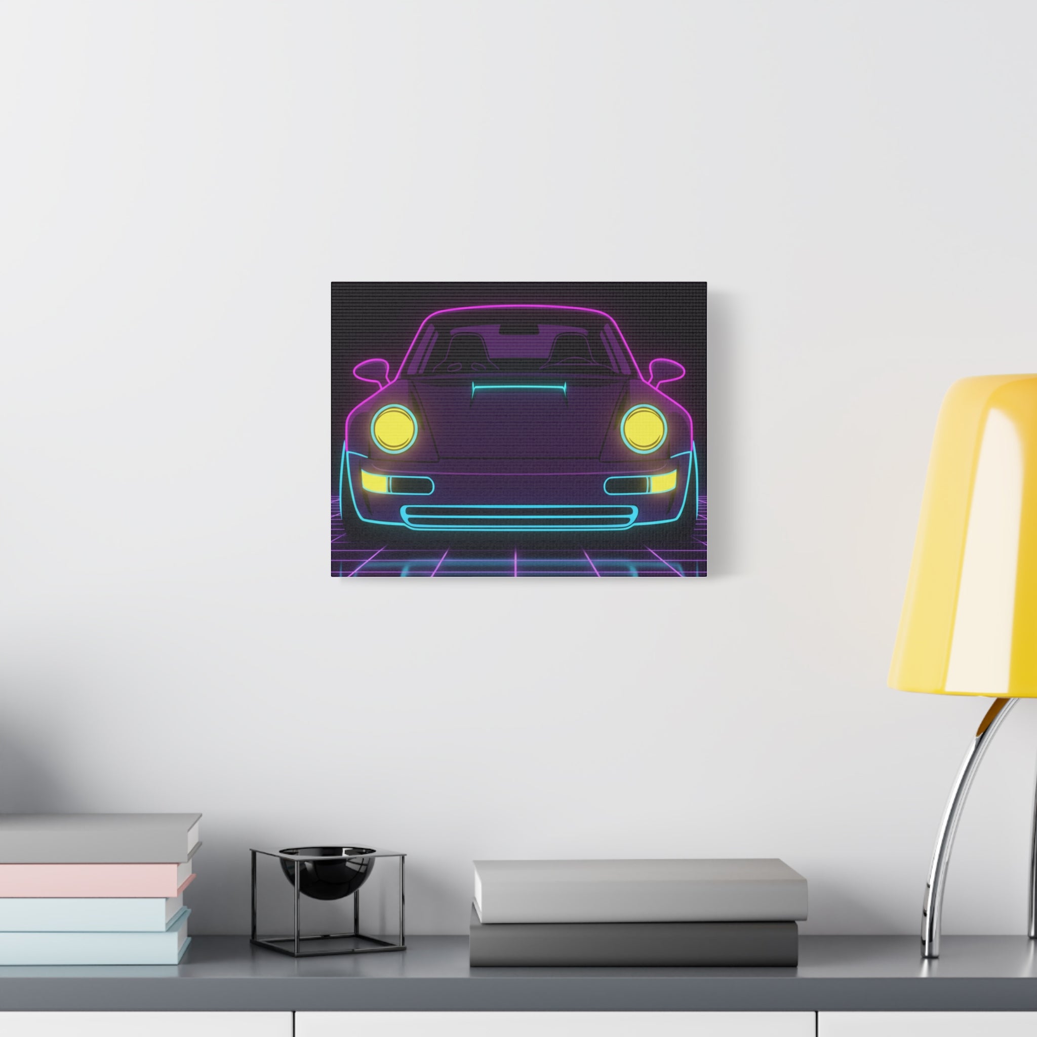 Porsche 964 Singer Neon Synthwave Canvas Wall Art