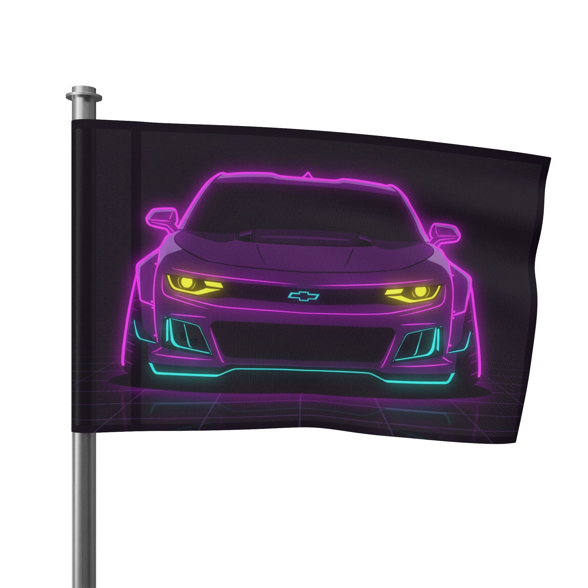 Chevrolet Camaro ZL1 Neon Synthwave Garage Flag