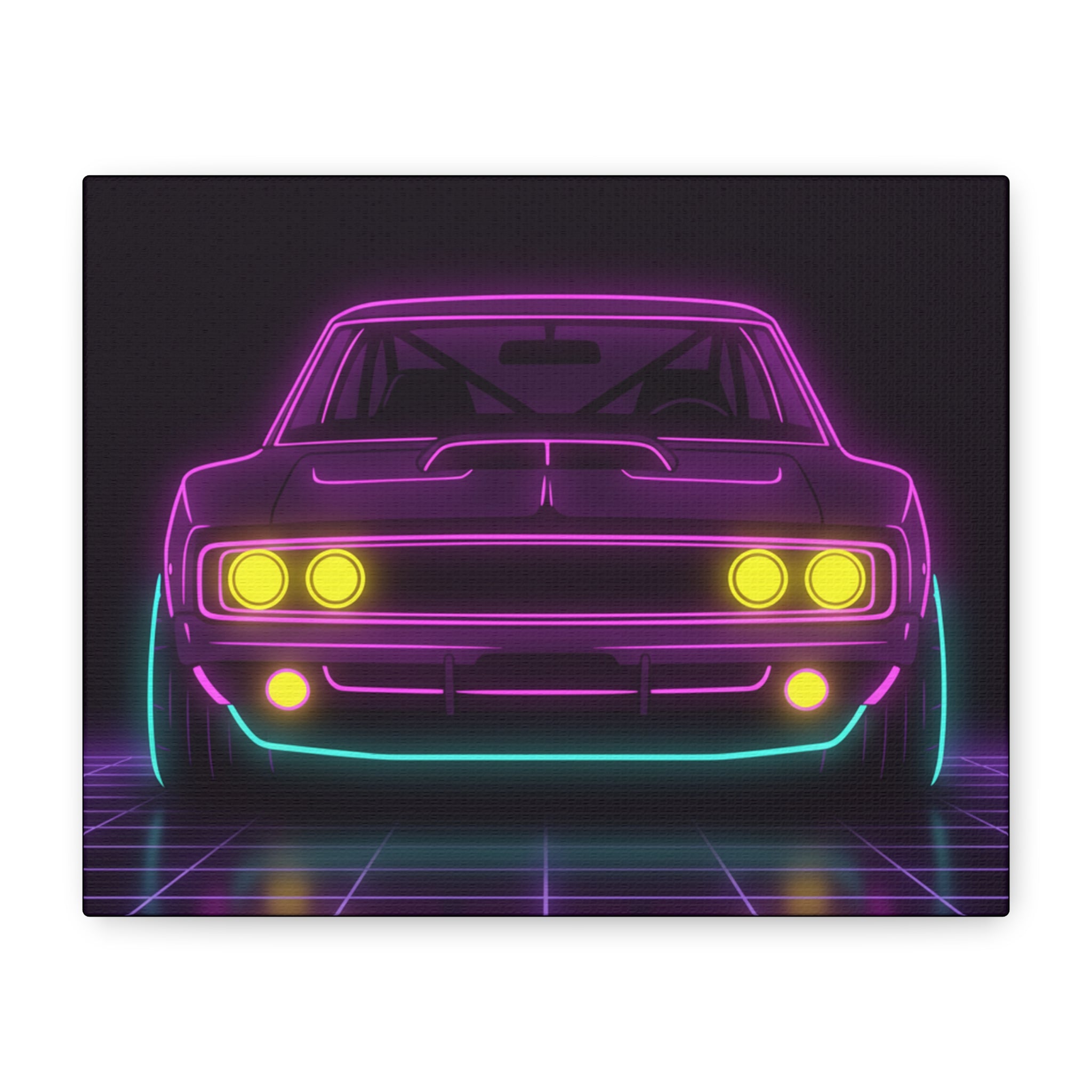 Dodge Charger R/T (1968-70) Neon Synthwave Canvas Wall Art