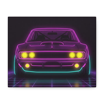 Dodge Charger R/T (1968-70) Neon Synthwave Canvas Wall Art