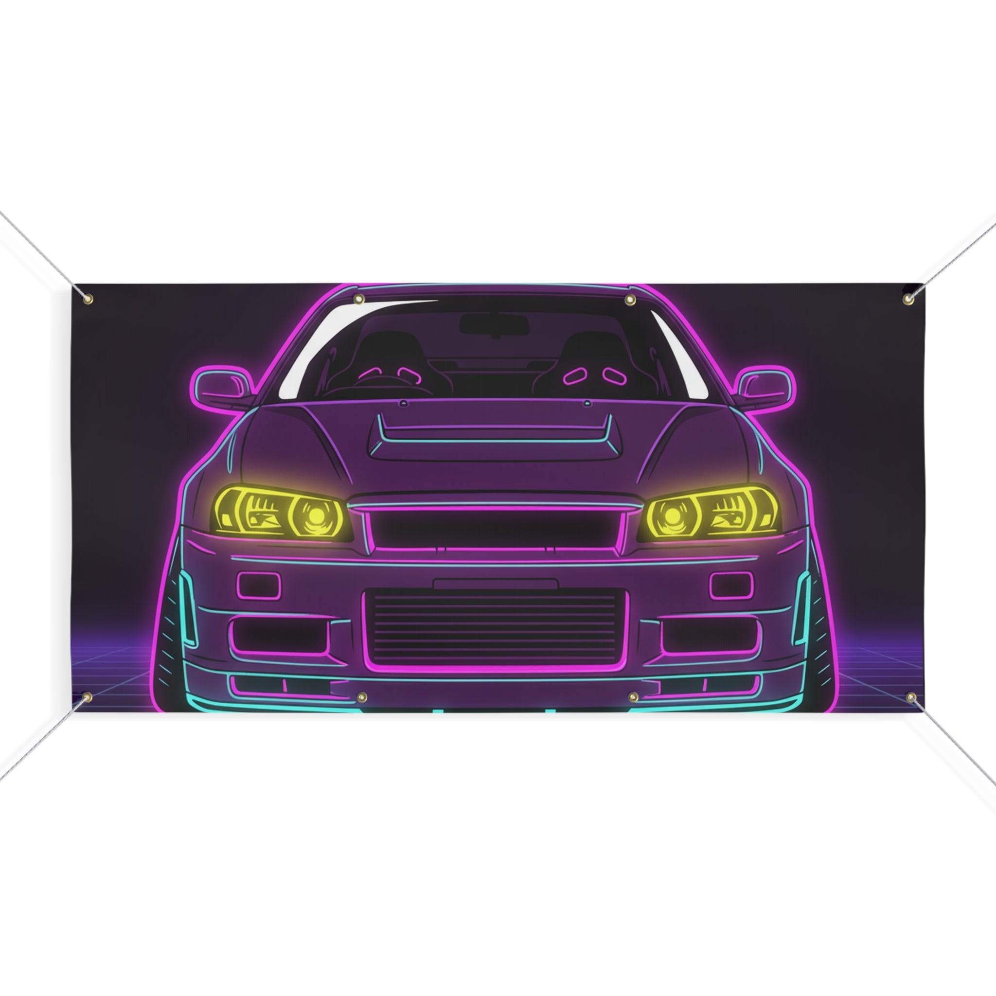 Nissan GT-R Neon Synthwave Banner