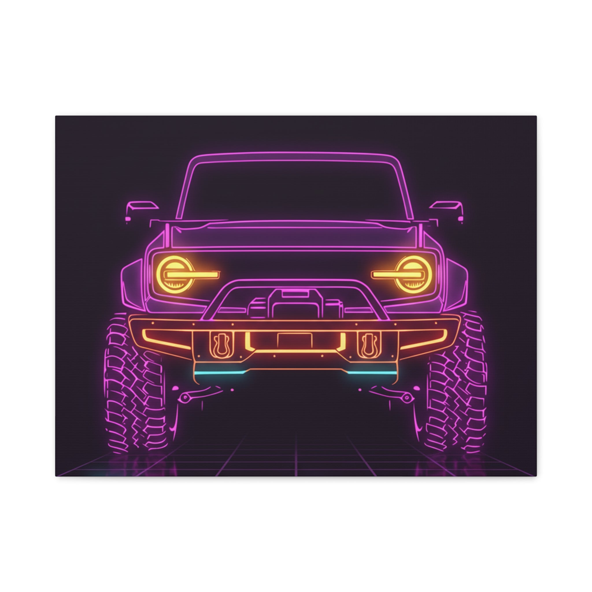 Ford Bronco (2021+) Neon Synthwave Canvas Wall Art
