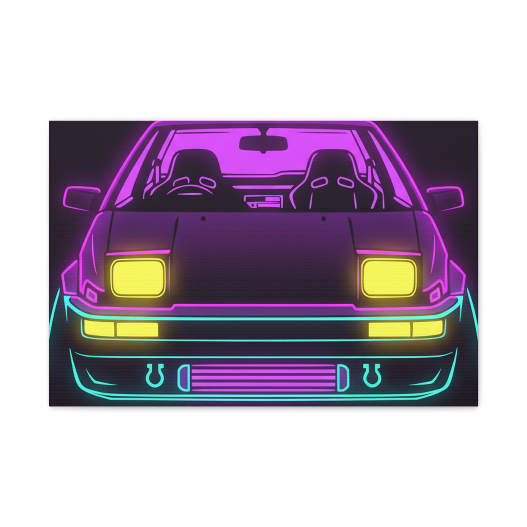 Toyota AE86 (1983-87) Neon Synthwave Canvas Wall Art