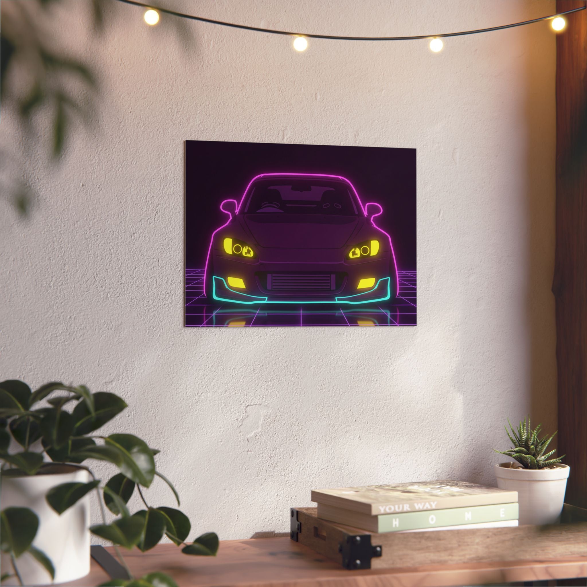 Honda S2000 (1999-09) Neon Synthwave Metal Wall Sign