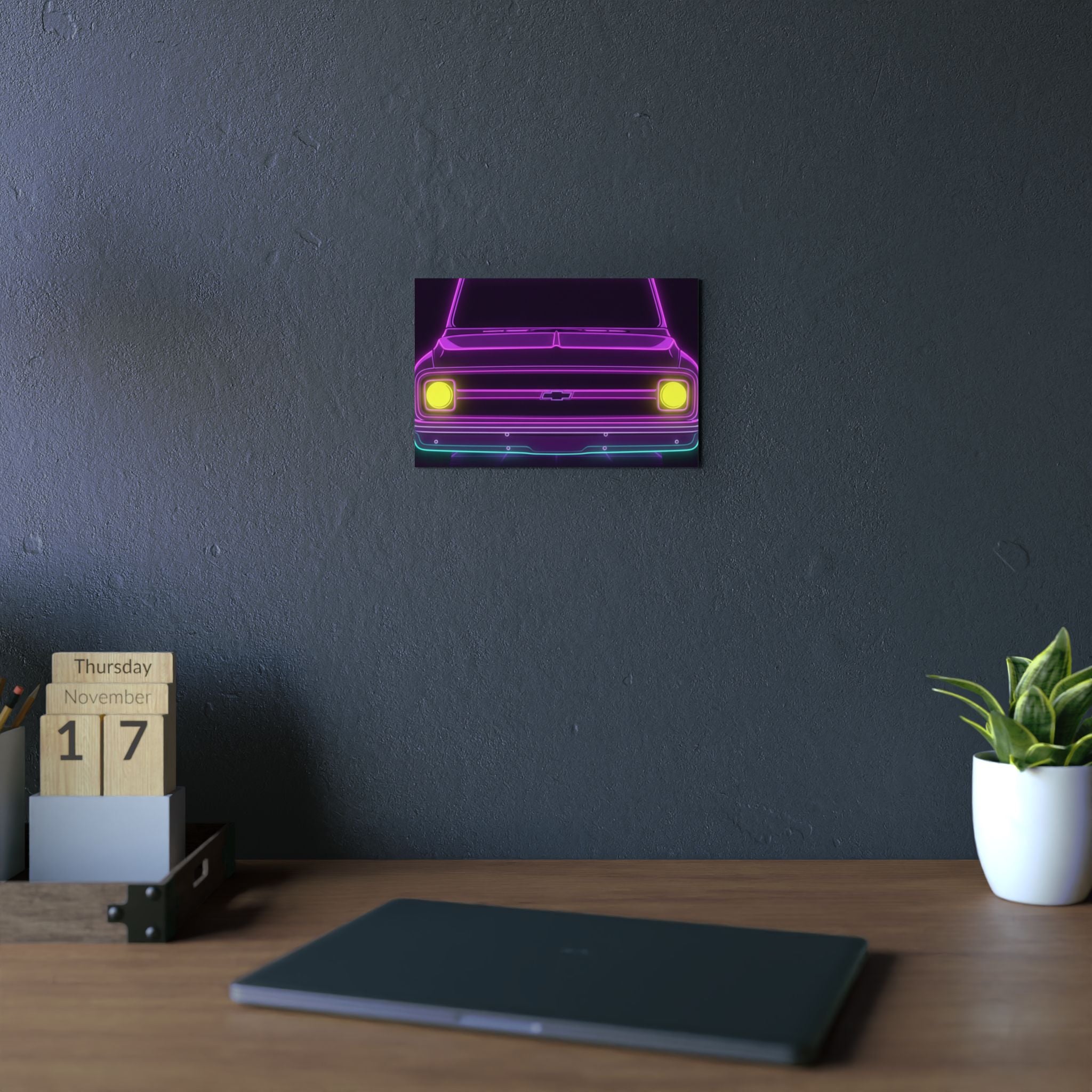 Chevy C10 Pickup (1967-72) Pro-Touring Neon Synthwave Metal Wall Sign