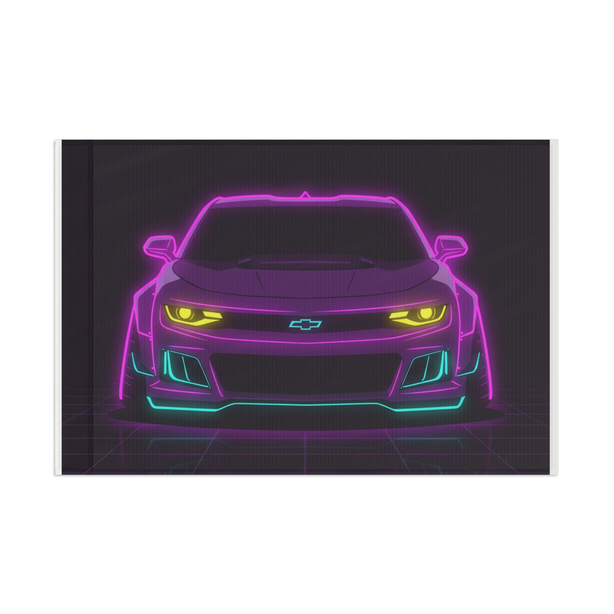 Chevrolet Camaro ZL1 Neon Synthwave Garage Flag