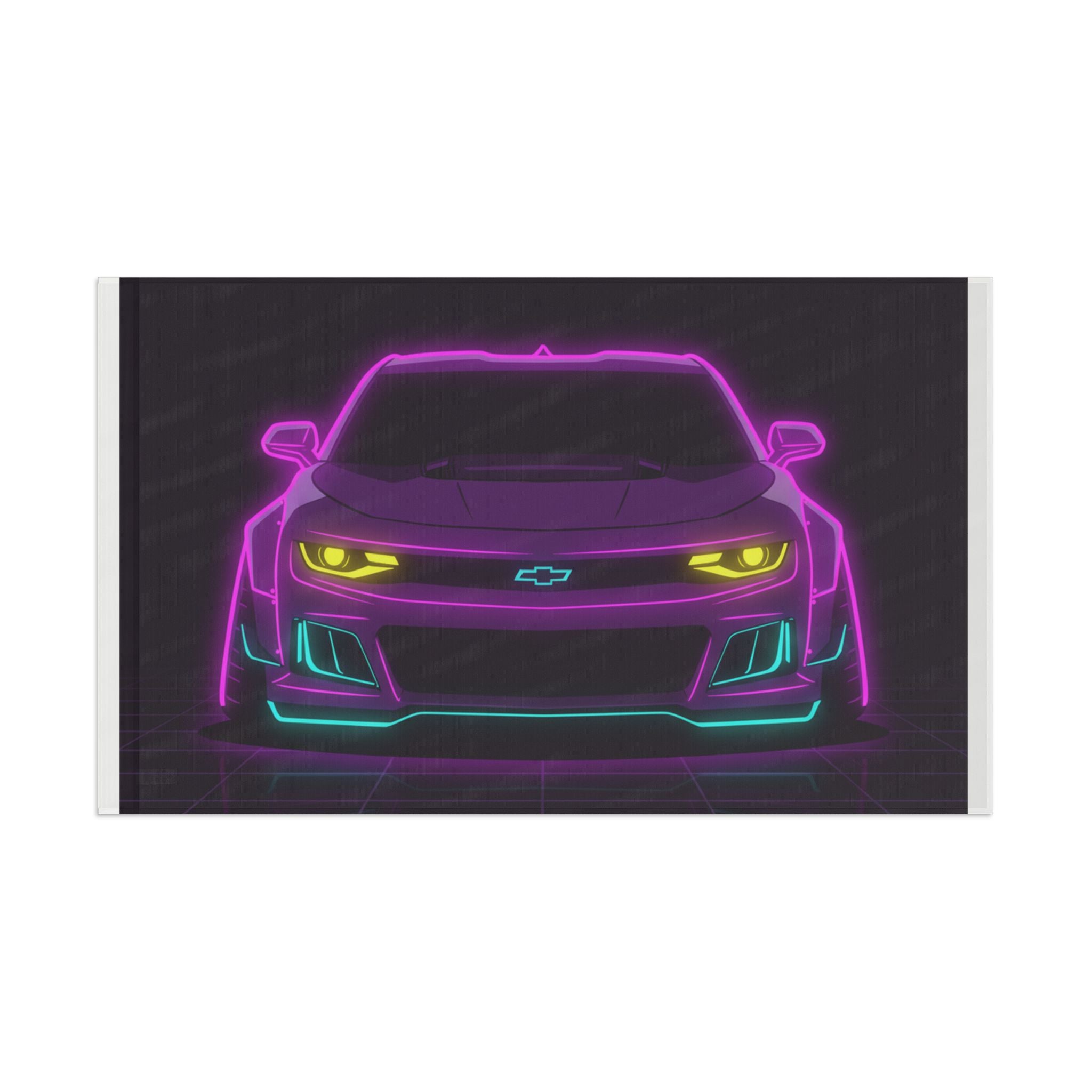 Chevrolet Camaro ZL1 Neon Synthwave Garage Flag
