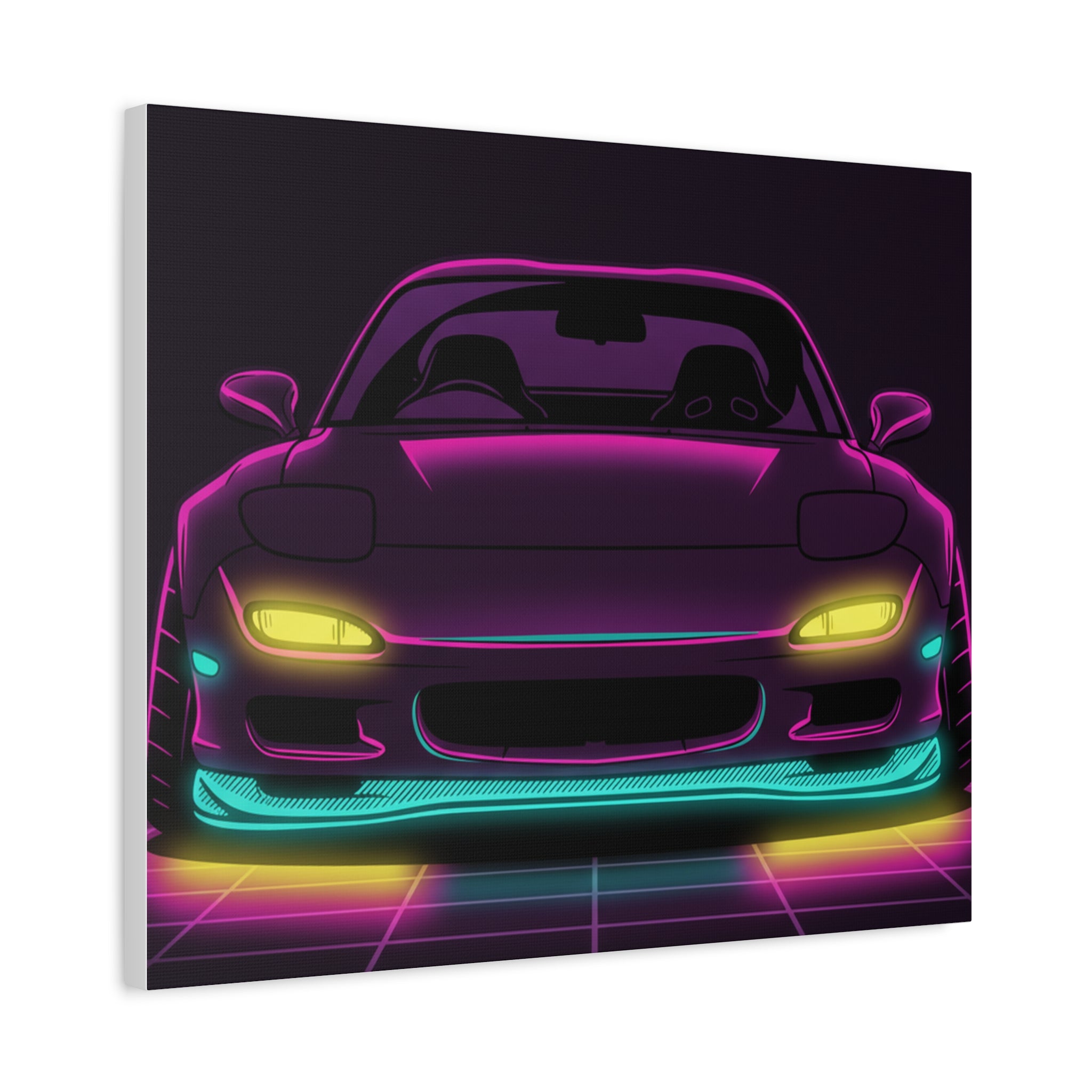 Mazda RX-7 FD Neon Synthwave Canvas Wall Art
