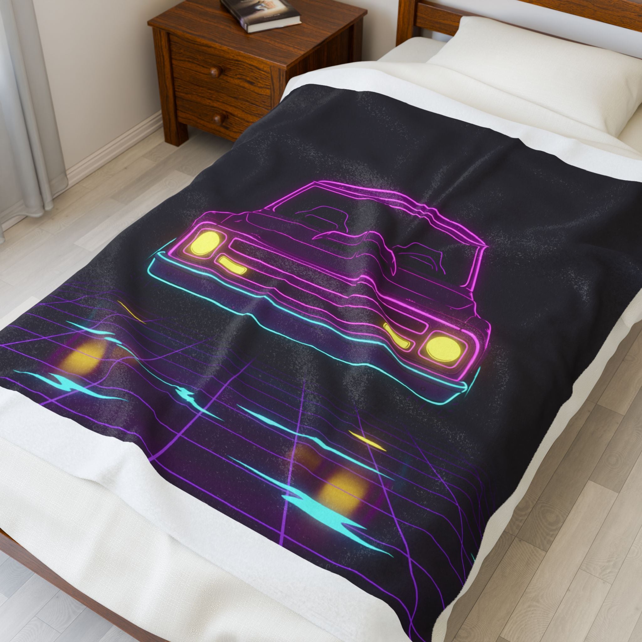 Chevy C10 Pickup (1967-72) Neon Synthwave Velveteen Plush Blanket
