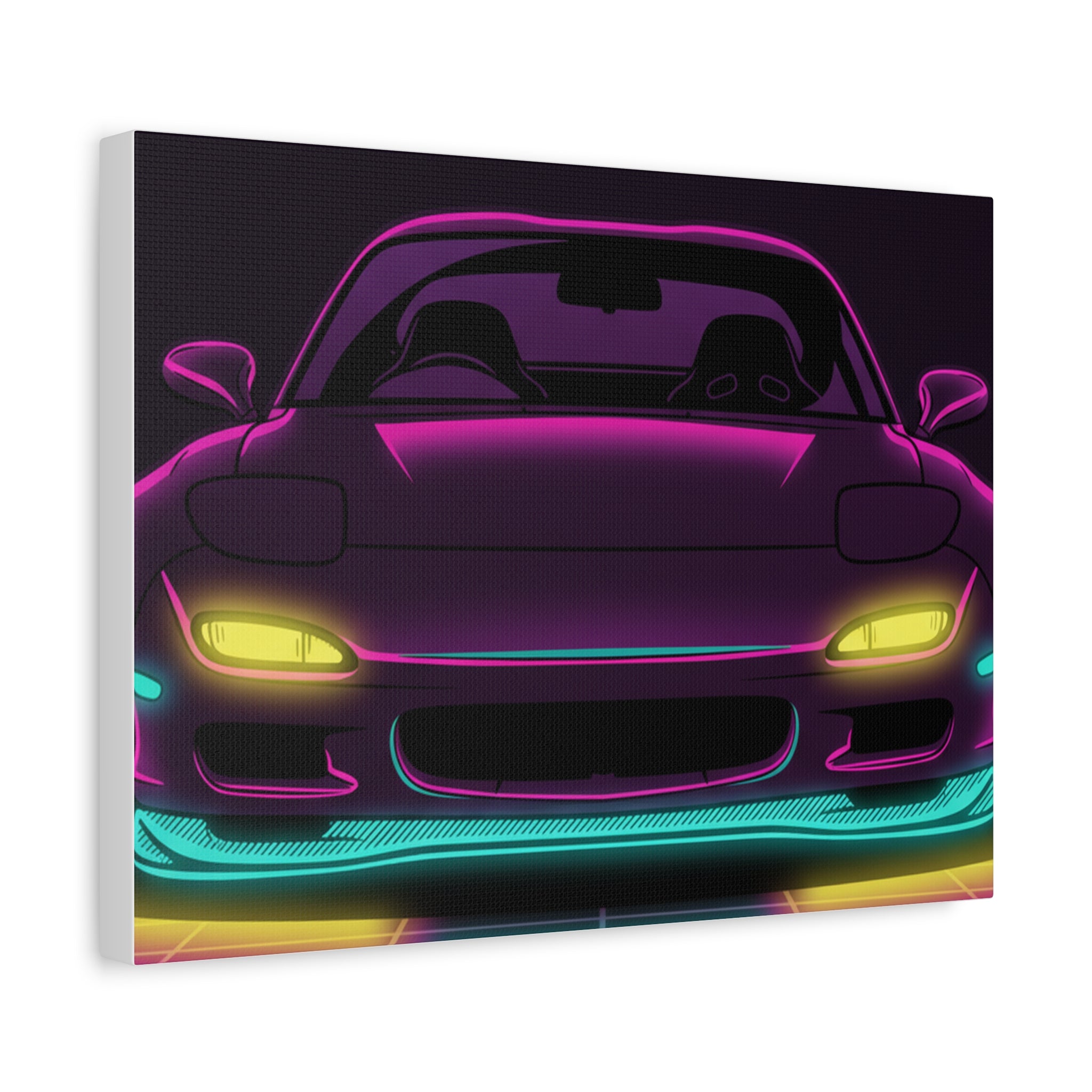 Mazda RX-7 FD Neon Synthwave Canvas Wall Art