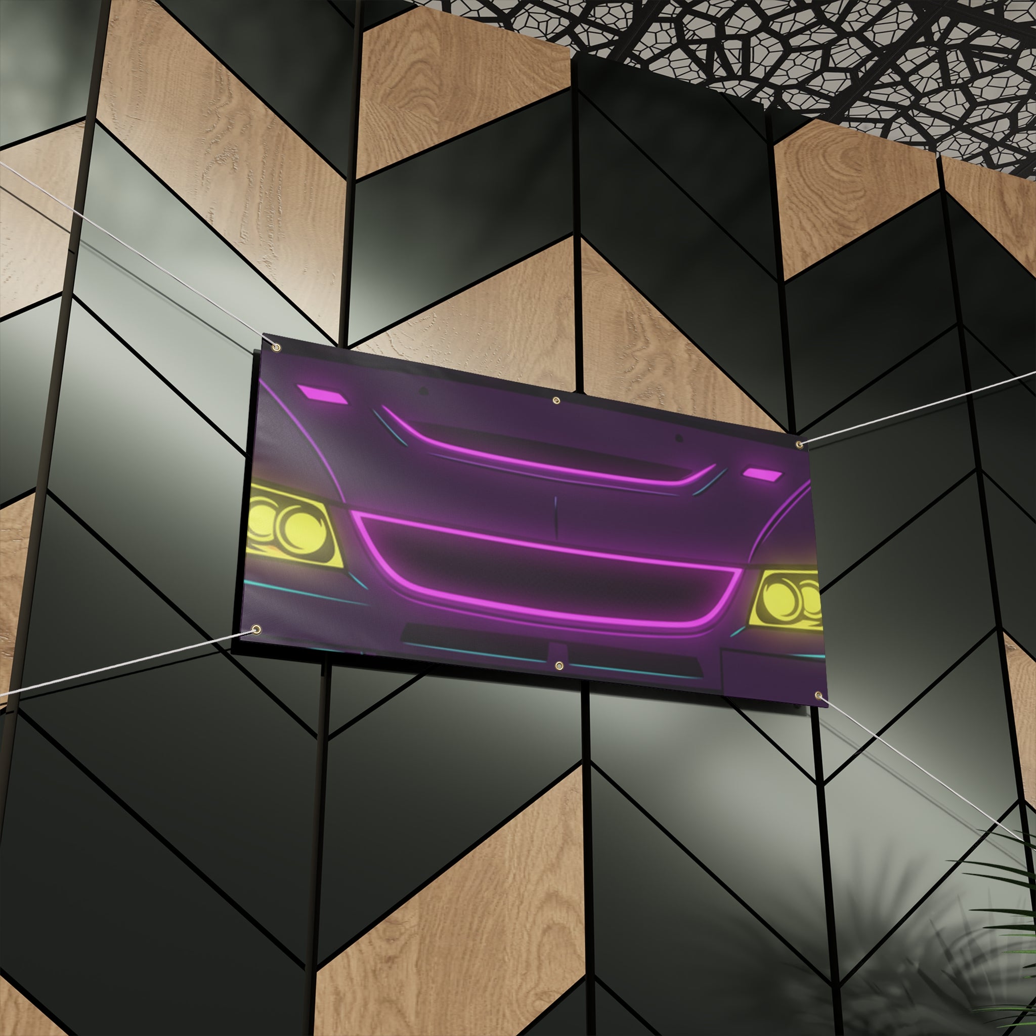 Mitsubishi Evo IX (2005-07) Neon Synthwave Banner