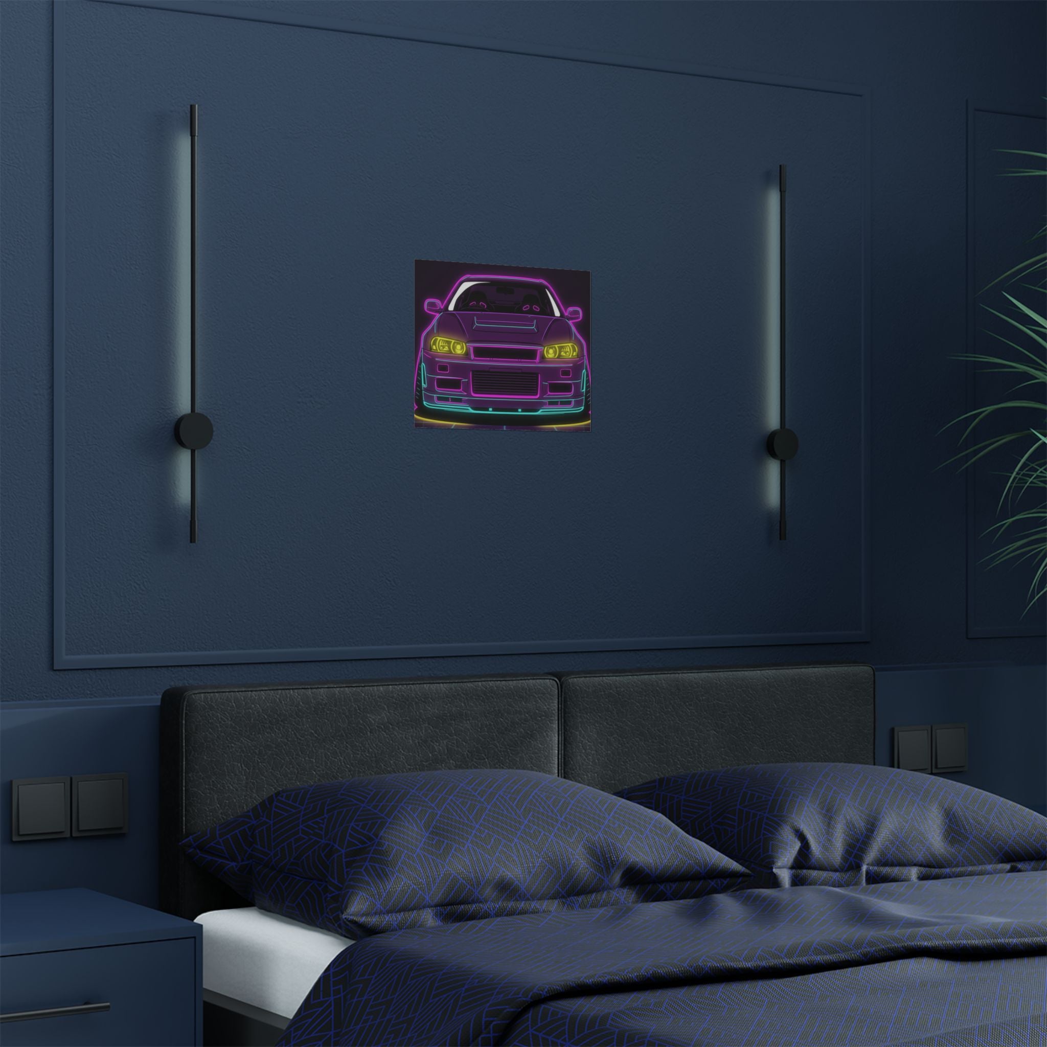 Nissan GT-R Neon Synthwave Poster
