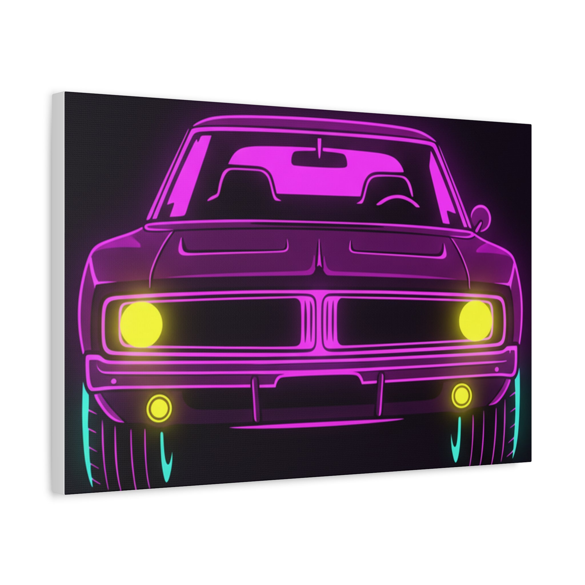 Dodge Charger R/T (1968-70) Resto-Mod Neon Synthwave Canvas Wall Art