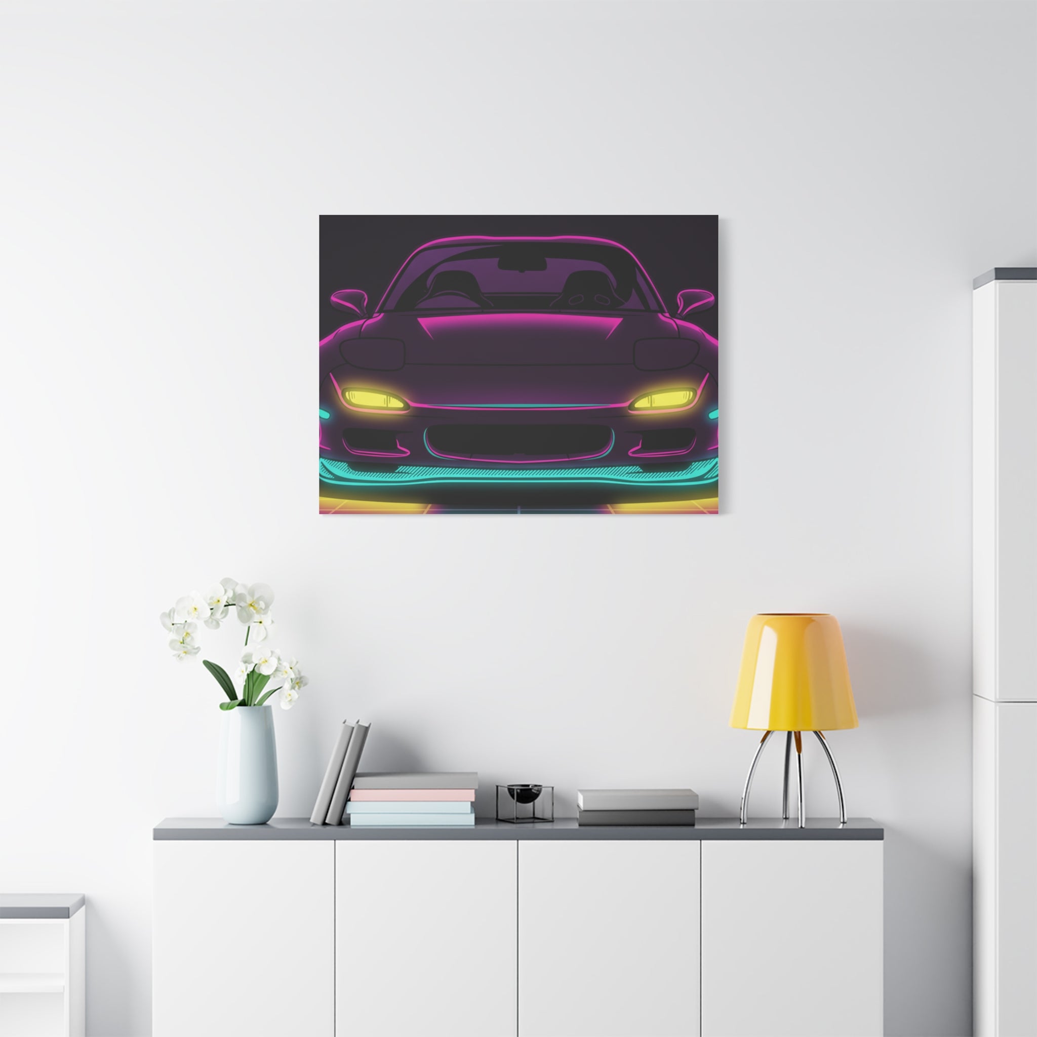 Mazda RX-7 FD Neon Synthwave Canvas Wall Art