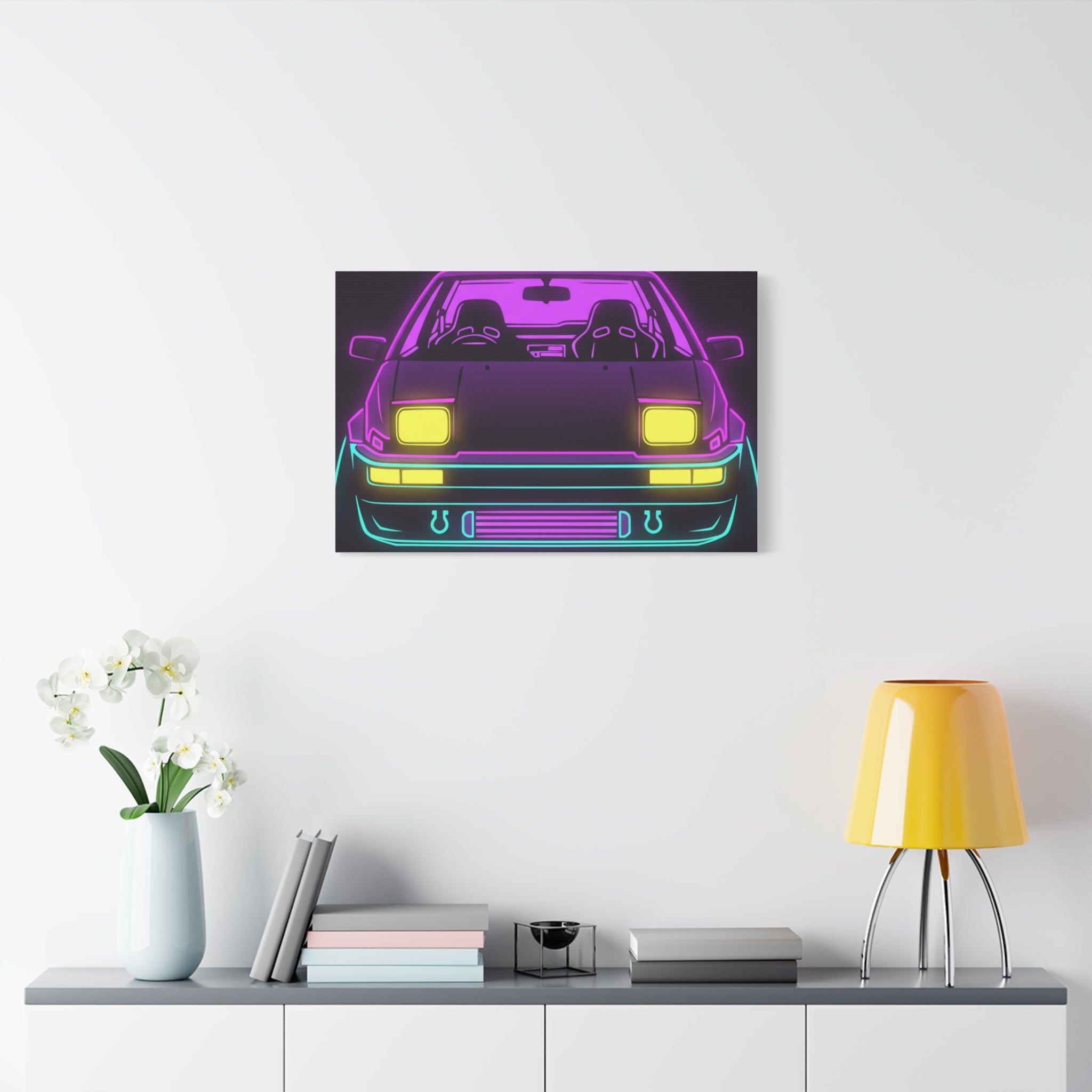 Toyota AE86 (1983-87) Neon Synthwave Canvas Wall Art