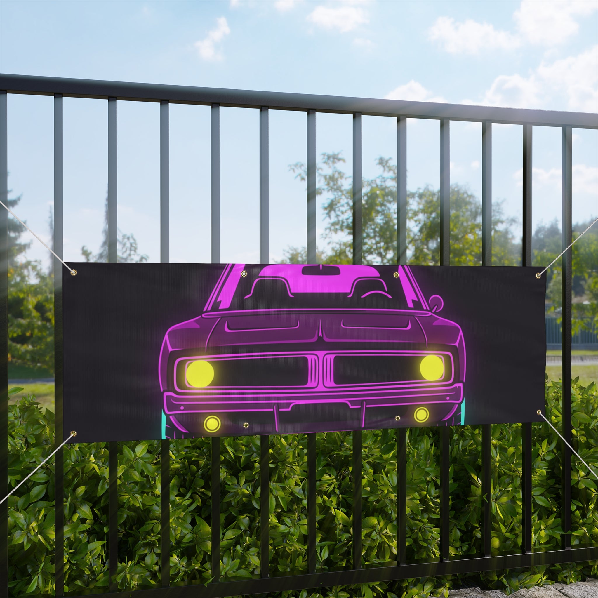Dodge Charger R/T (1968-70) Resto-Mod Neon Synthwave Banner