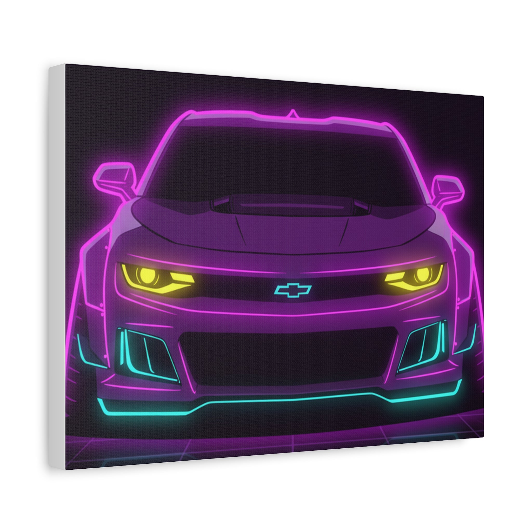 Chevrolet Camaro ZL1 Neon Synthwave Canvas Wall Art