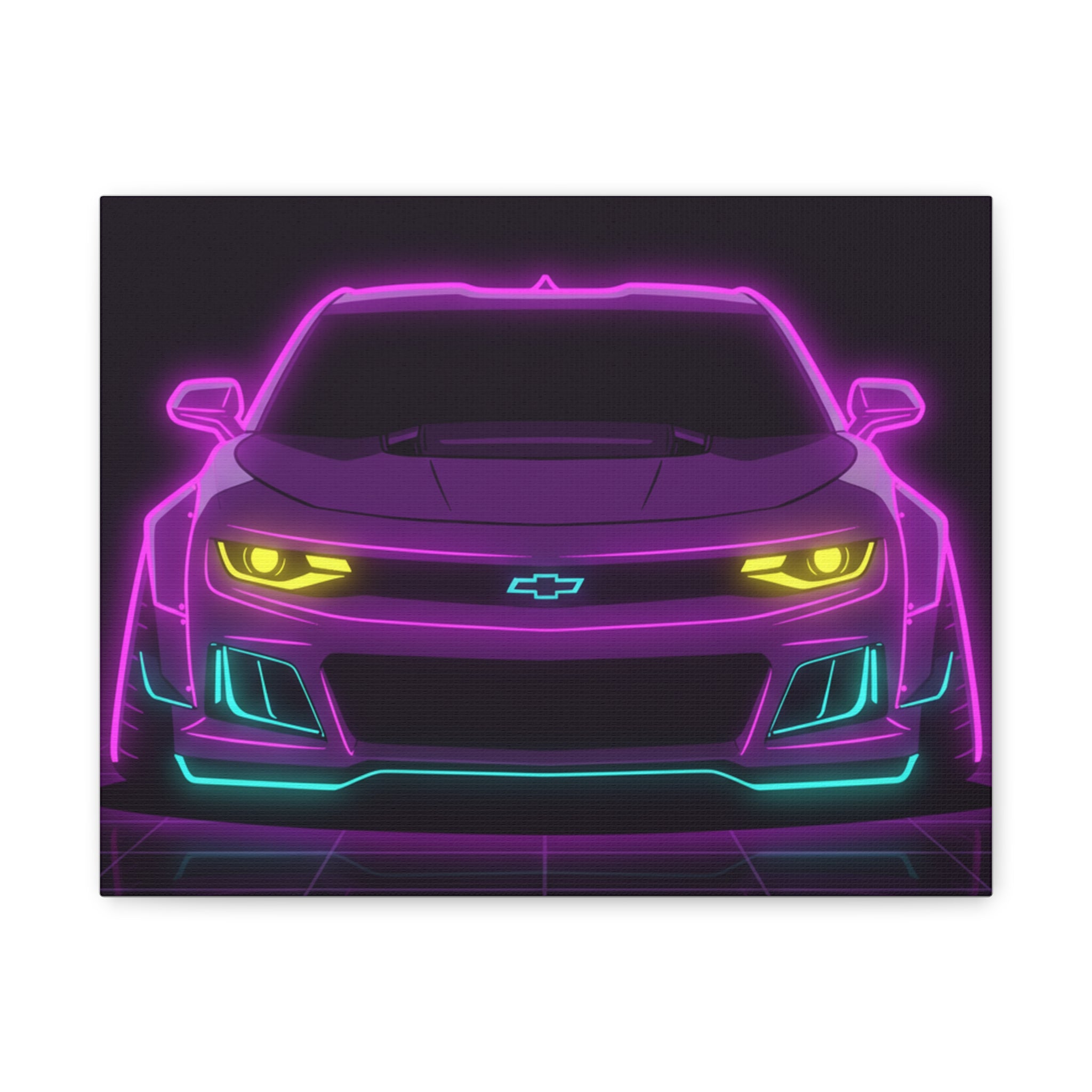 Chevrolet Camaro ZL1 Neon Synthwave Canvas Wall Art