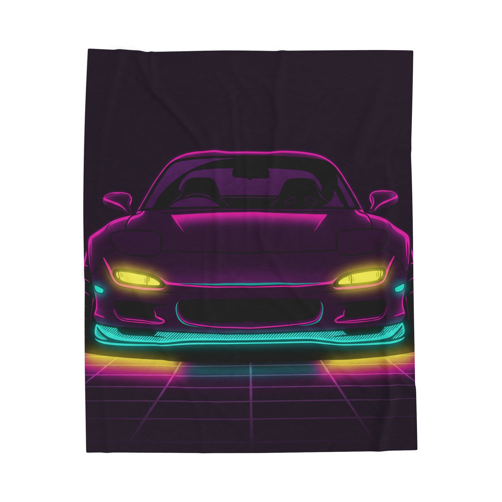 Mazda RX-7 FD Neon Synthwave Velveteen Plush Blanket