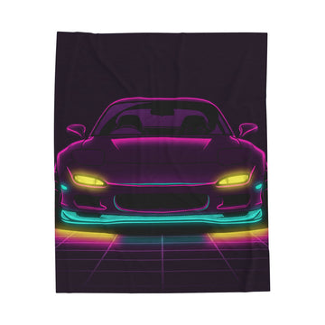 Mazda RX-7 FD Neon Synthwave Velveteen Plush Blanket