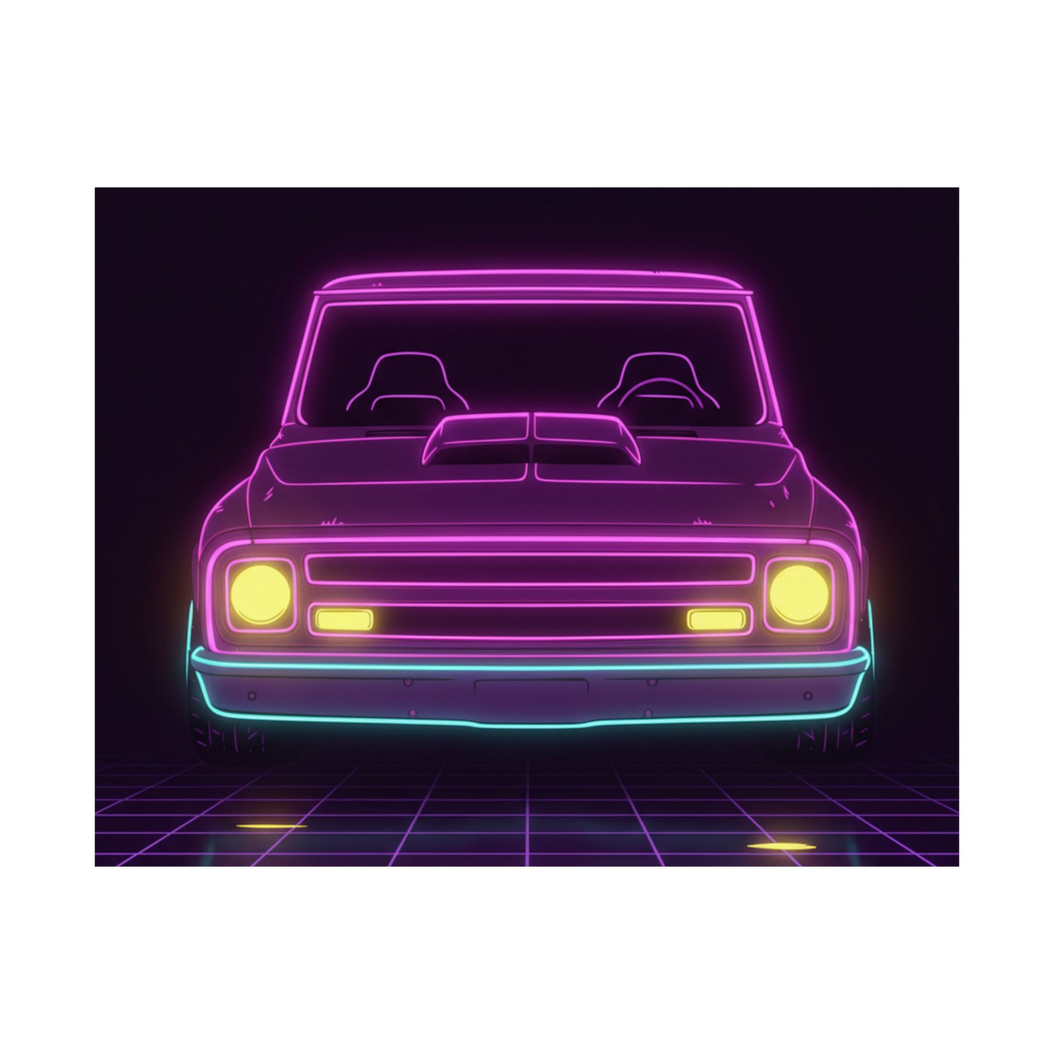 Chevy C10 Pickup (1967-72) Neon Synthwave Poster