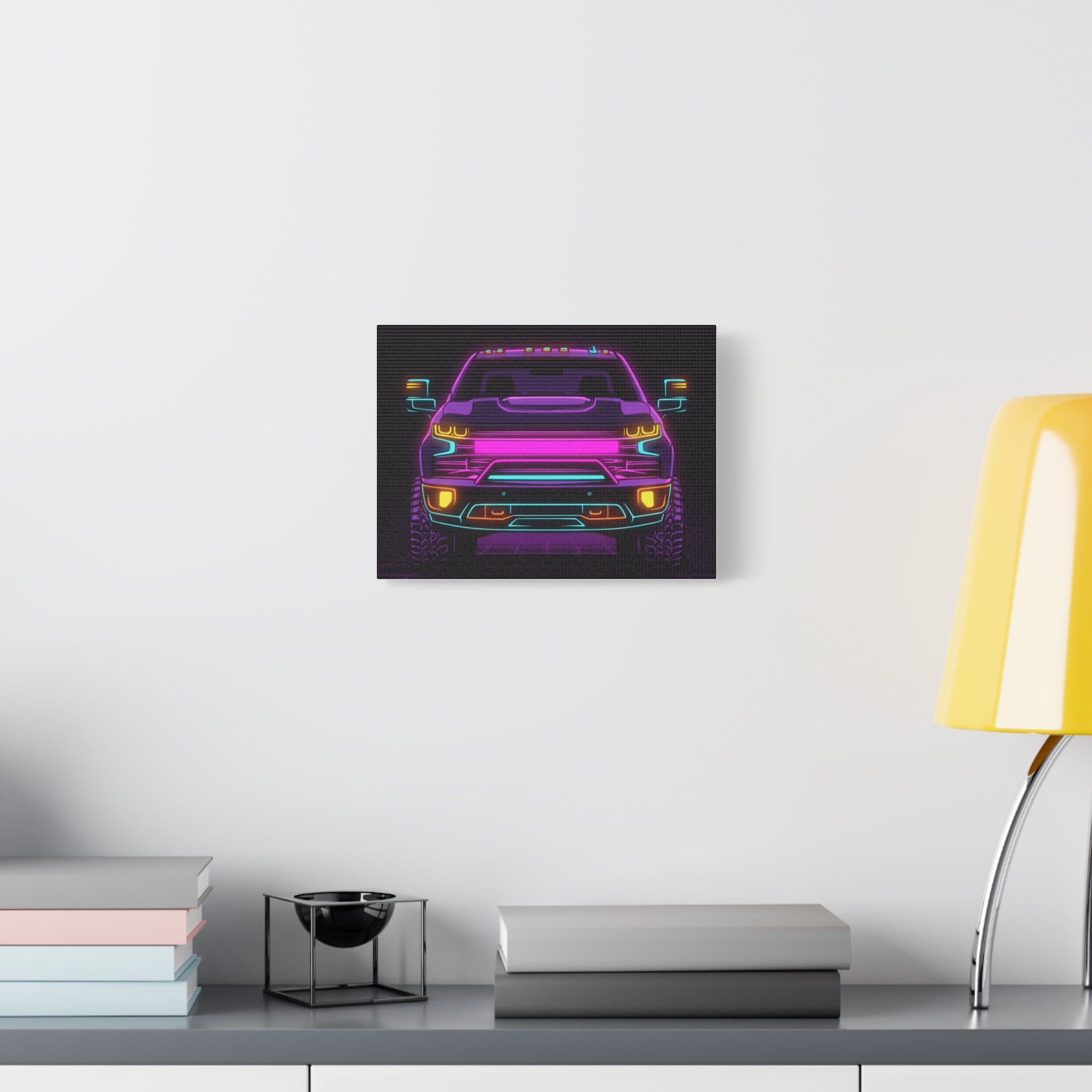 Chevy Silverado Trail Boss (2019+) Neon Synthwave Canvas Wall Art