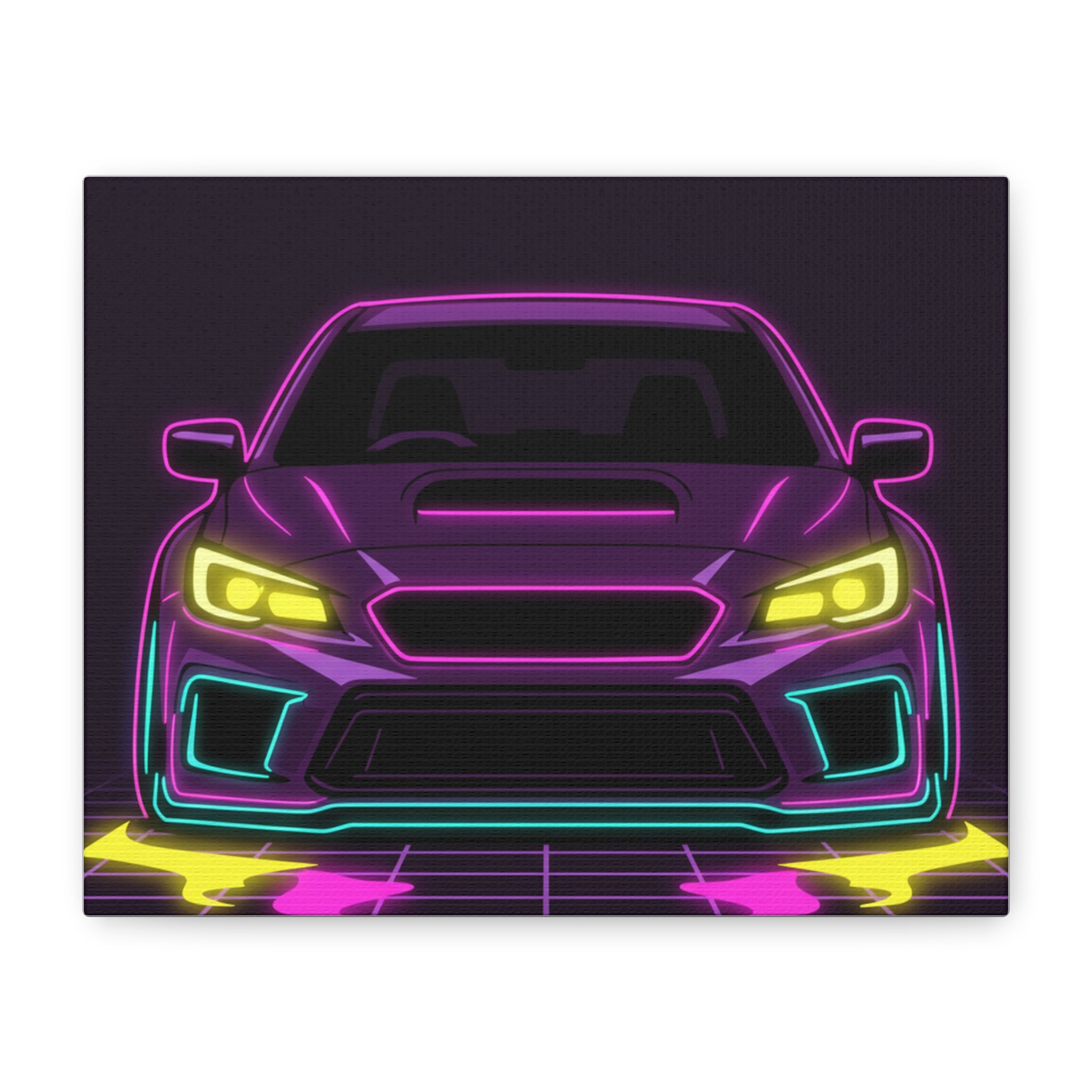 Subaru WRX STI Neon Synthwave Canvas Wall Art