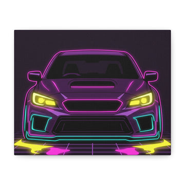 Subaru WRX STI Neon Synthwave Canvas Wall Art