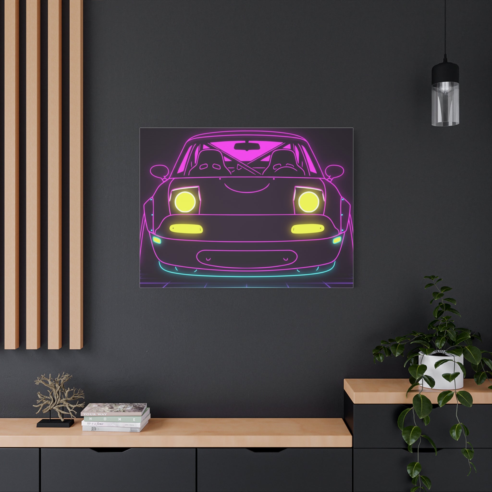 Mazda Miata NA (1989-97) Neon Synthwave Canvas Wall Art