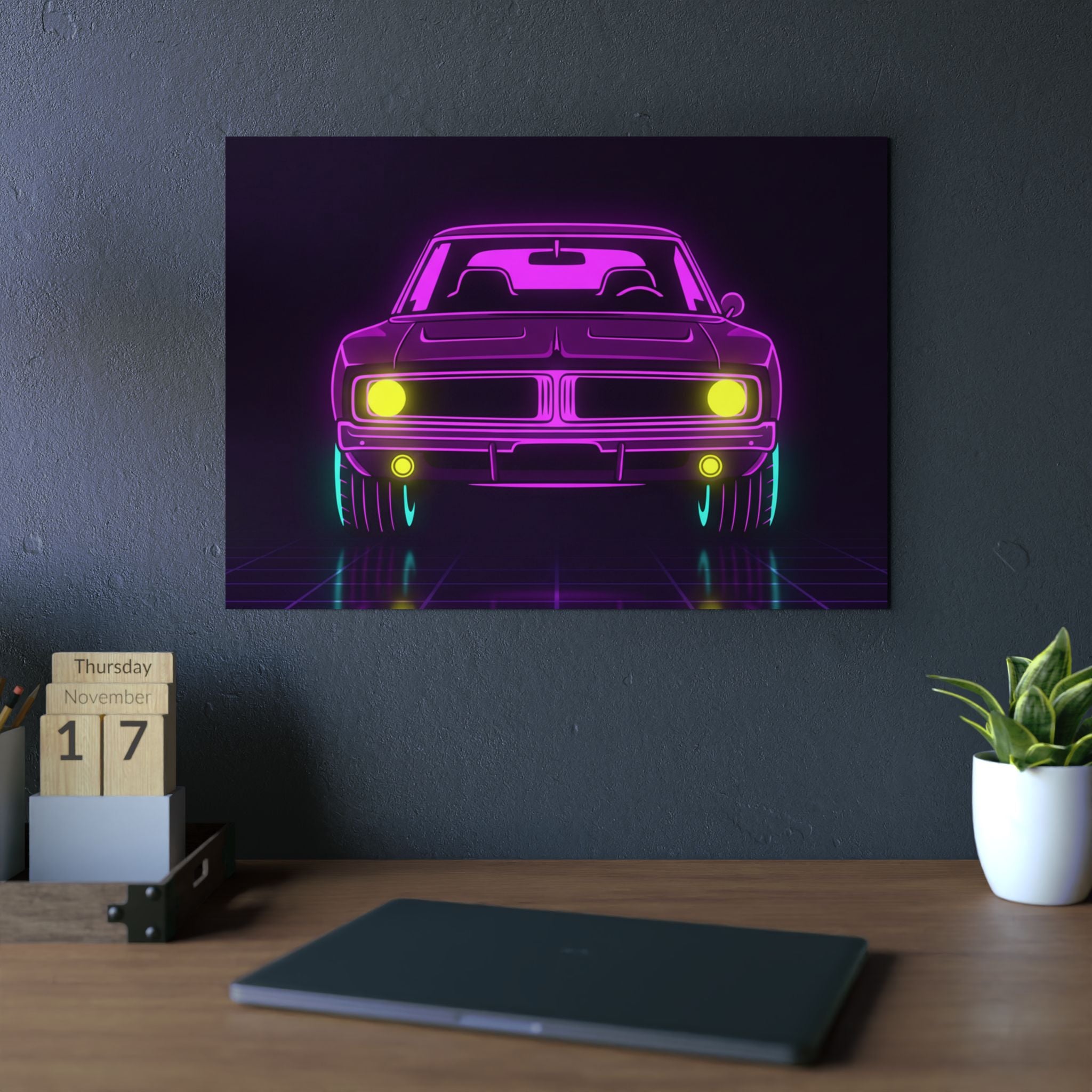 Dodge Charger R/T (1968-70) Resto-Mod Neon Synthwave Metal Wall Sign