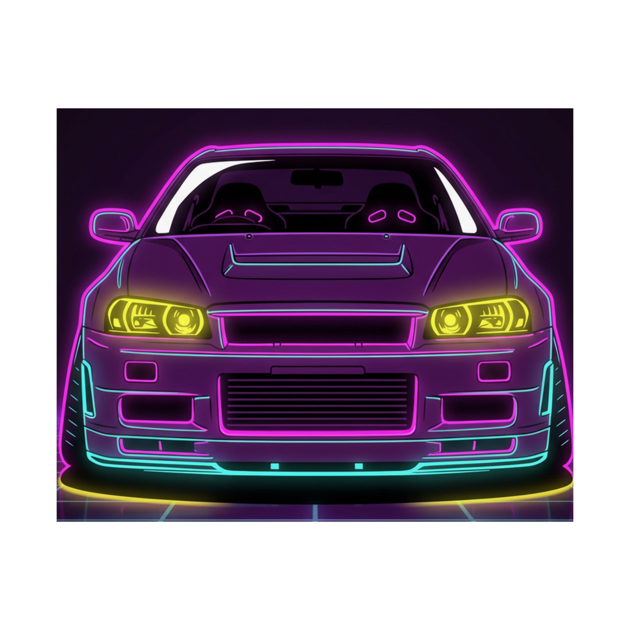 Nissan GT-R Neon Synthwave Poster